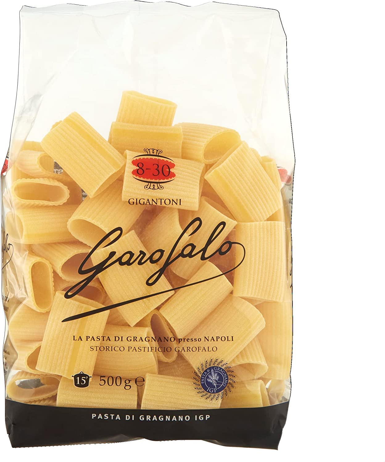 10x Gigantoni N. 8-30 Neapolitanische Hartweizengrieß Packung mit 500g Pasta IGP + Italian Gourmet polpa 400g