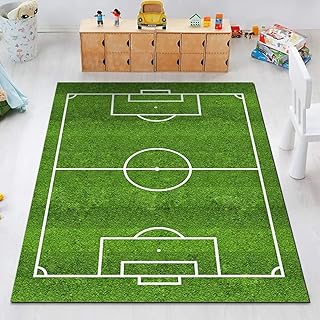 Soccer Field Bedroom Rugs for Kids 5'x8' Football Stadium Green Area Rug...
