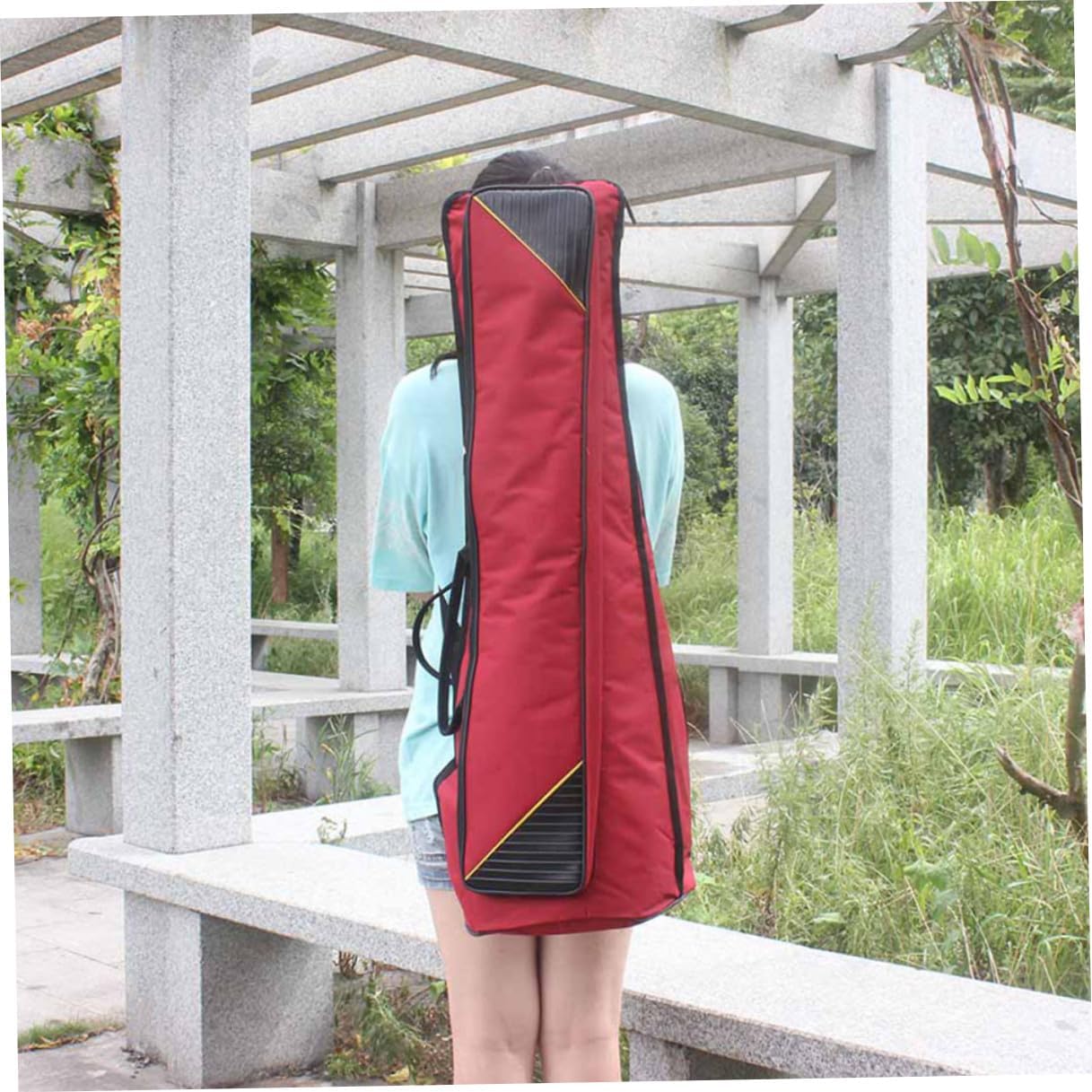 ULTECHNOVO Thickened Waterproof Oxford Cloth Trombone Bag Red, Portable Musical Instrument Storage Pouch with Shoulder Strap for Travel and Protective Carrying Case