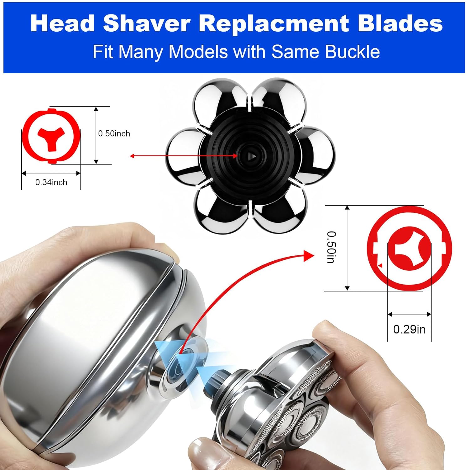 7 Head Shaver Replacement Head Shavers for Bald Men for Most Brand Men Foil Shaver Razor Universal Shaver Head,3pack - Image 3