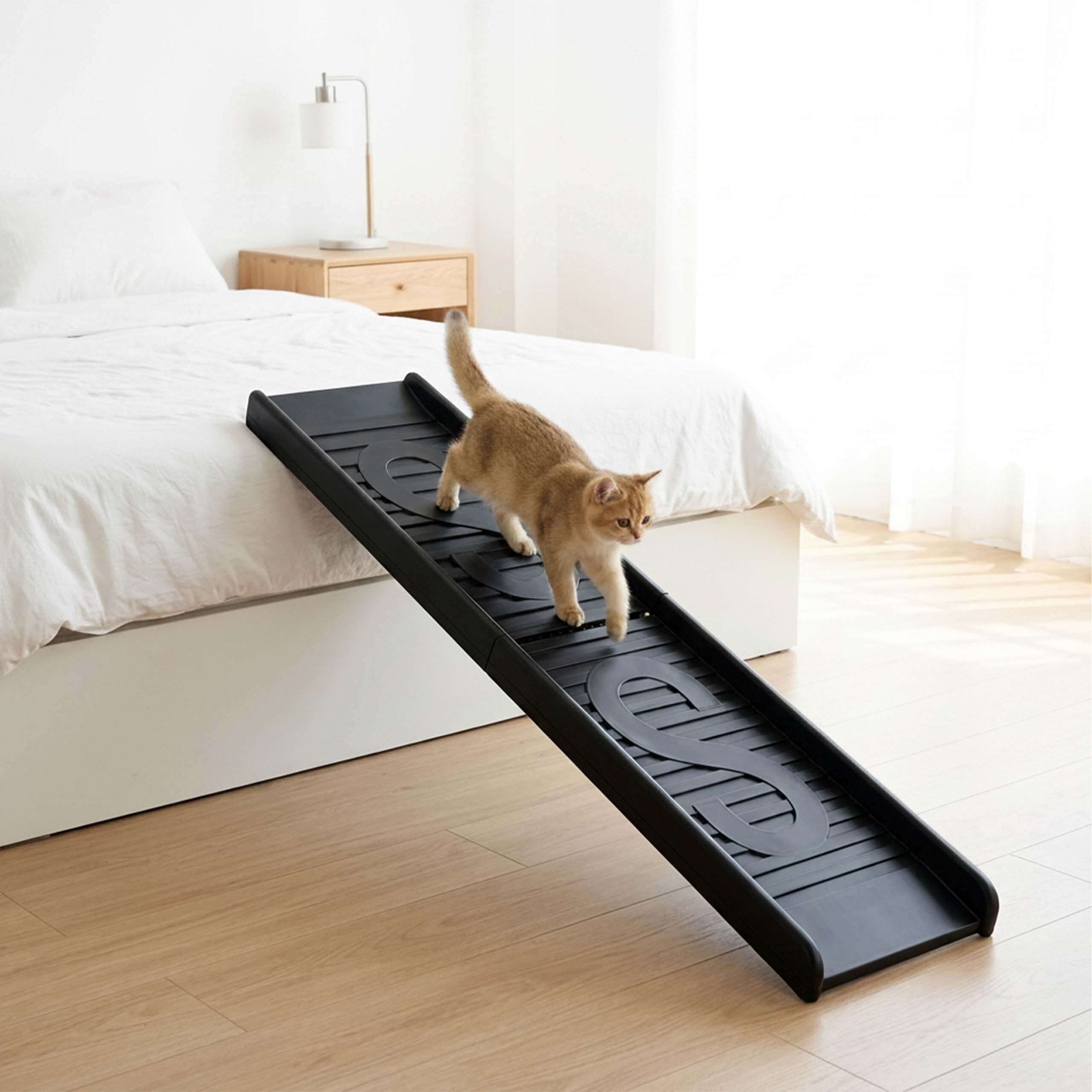 Relaxdays Rampe pour Chien Pliable, H x L x P: 15 x 154 x 39 cm, polypropylène, Aide à l'accès Voiture/lit/canapé, Noir