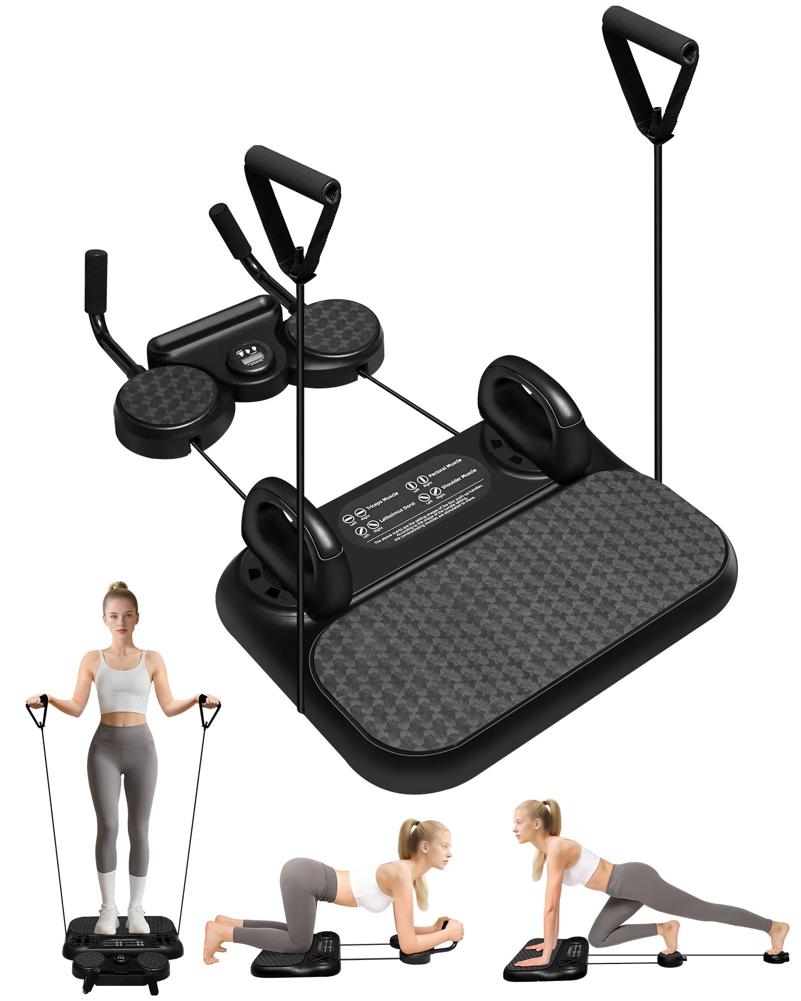 Pilates Reformer Board - 2025 Upgraded 6 in 1 Mini Multi-Purpose Home Exercise Equipment for Core/Back/Arm/Leg Workouts, Abdominal Workout Automatic Rebound Ab Roller Board (Black)