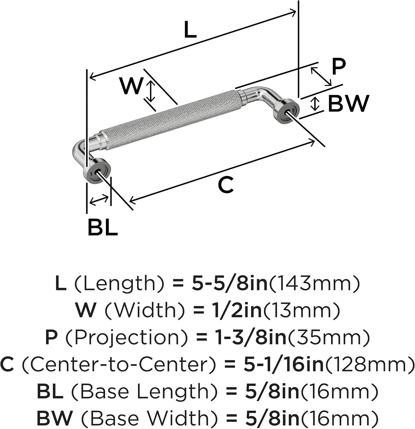Amerock Collet 5-1/16 inch (128mm) Center-to-Center Polished Chrome Cabinet Pull, BP3768326