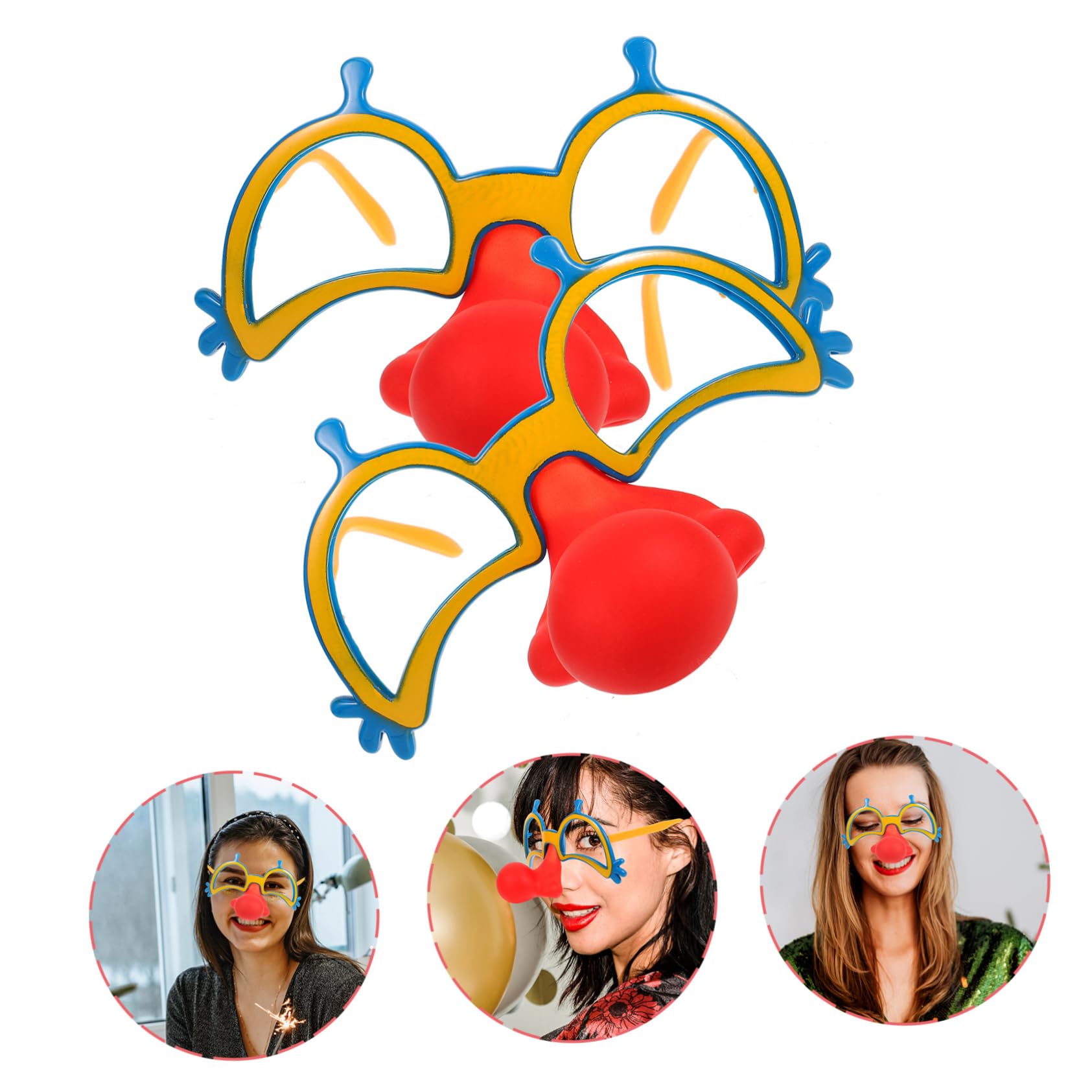 FOYTOKI Decorative Clown Glasses Nose Party Cosplay Glasses Red Nose Party Photo Prop Easy Wear Take Off Random Color