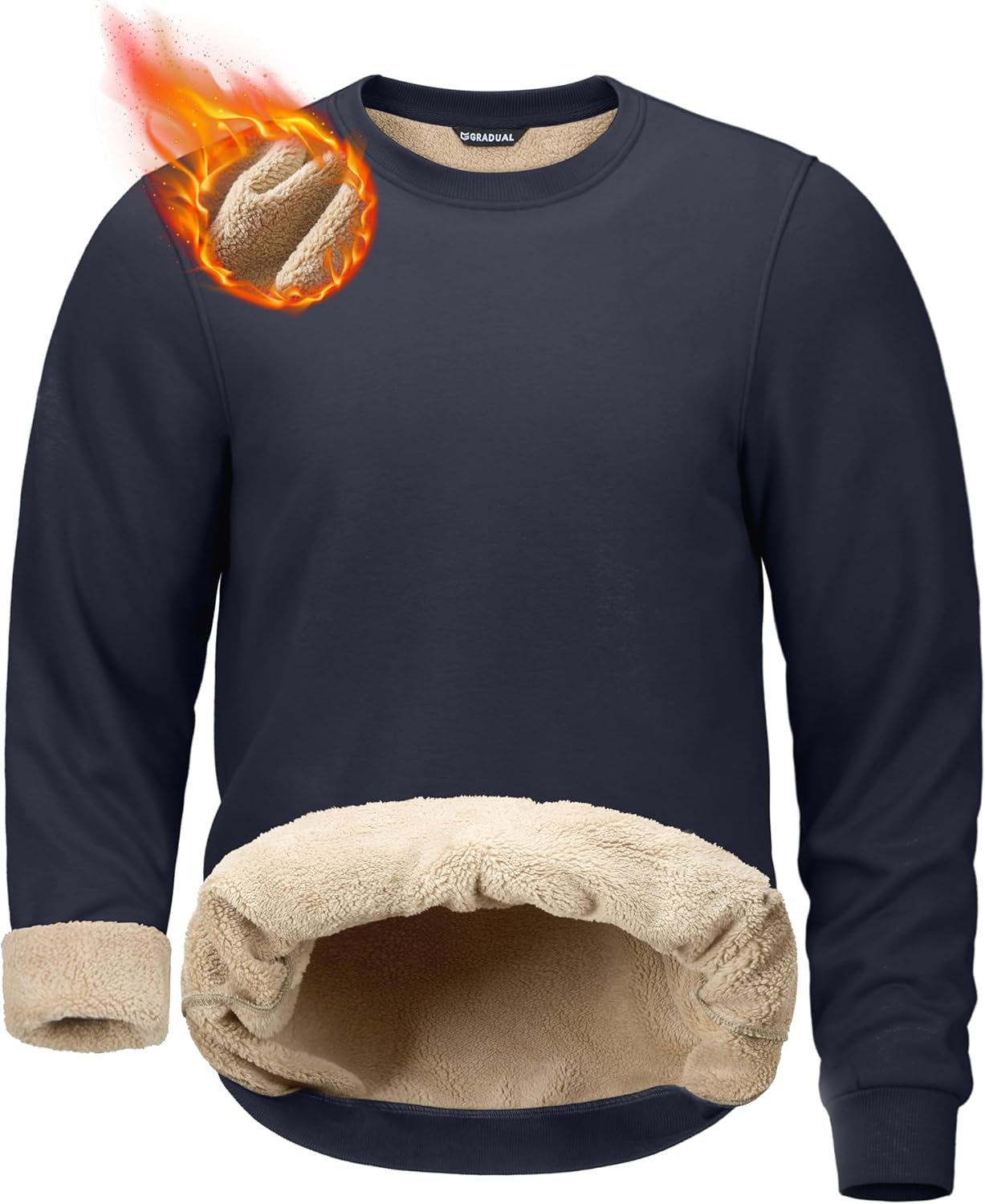 G Gradual Sherpa Lined Sweatshirts for Men Fleece Crewneck Sweatshirt Pullover Warm Shirts for Winter