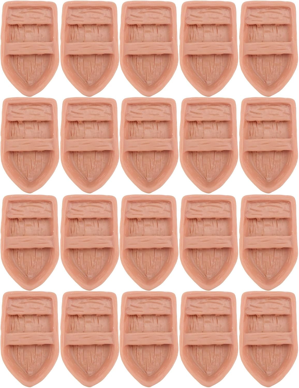 ARTIBETTER 20pcs Tiny Boat Figurines for Micro Landscape, Wood Grain Canoe Decoration - Mini Resin Ship for Dollhouse Garden Desktop Terrarium Ornaments Cake Topper