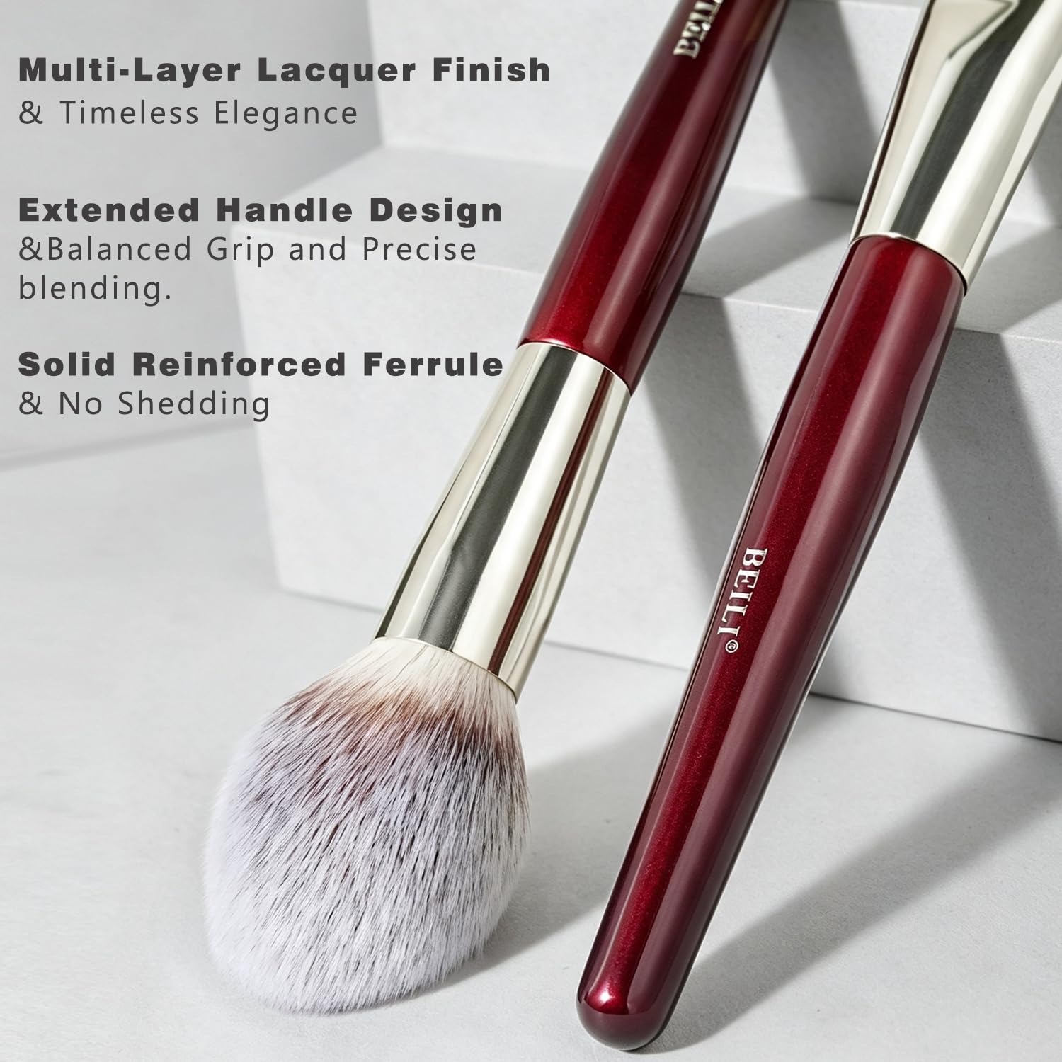 BEILI, Set di 15 pennelli da trucco professionali per ombretto, pennelli sintetici di alta qualità, per ombretto liquido, crema e cipria