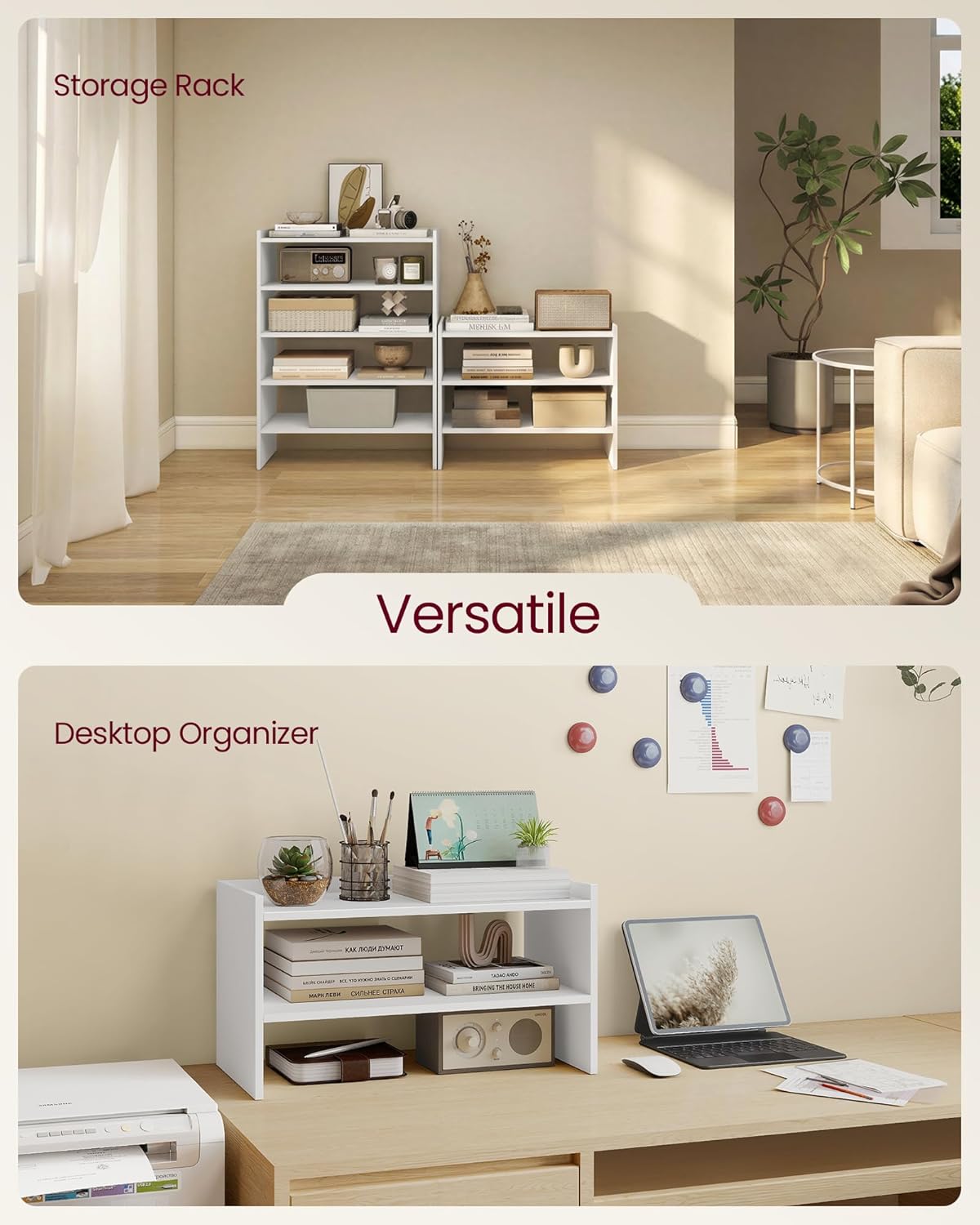 VASAGLE Shoe Rack for Closet, Stackable Shoe Organizer Shelf for Entryway, 2 Tiers, 11.7 x 24.4 x 14.2 Inches, White ULBS062WZ01S