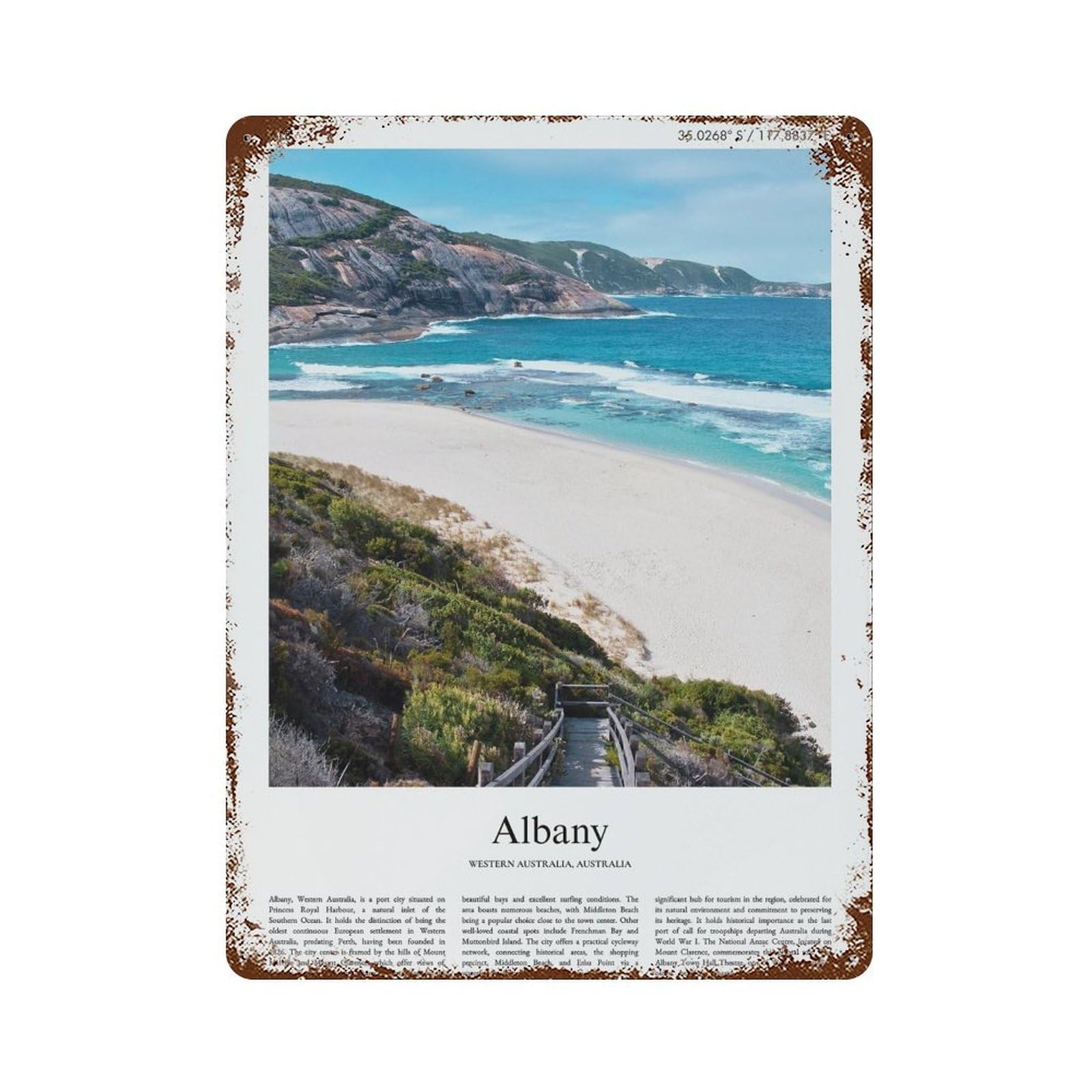 xiaoxiaoshen Albany Western Australia, Australia City Scenery Wall Decor Art Metal Tin Poster Modern Home Decor Art Home Bar Shop Decorations Vintage Sign 40x30cm