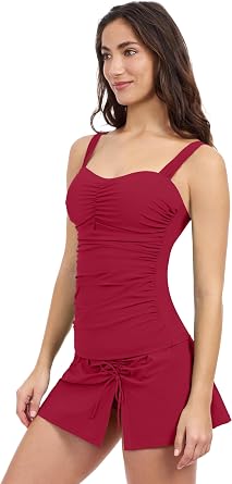 Profile by Gottex Women's Tutti Frutti D-Cup Center Ruched Tankini Top with Underwire Foam and Built-in Bra