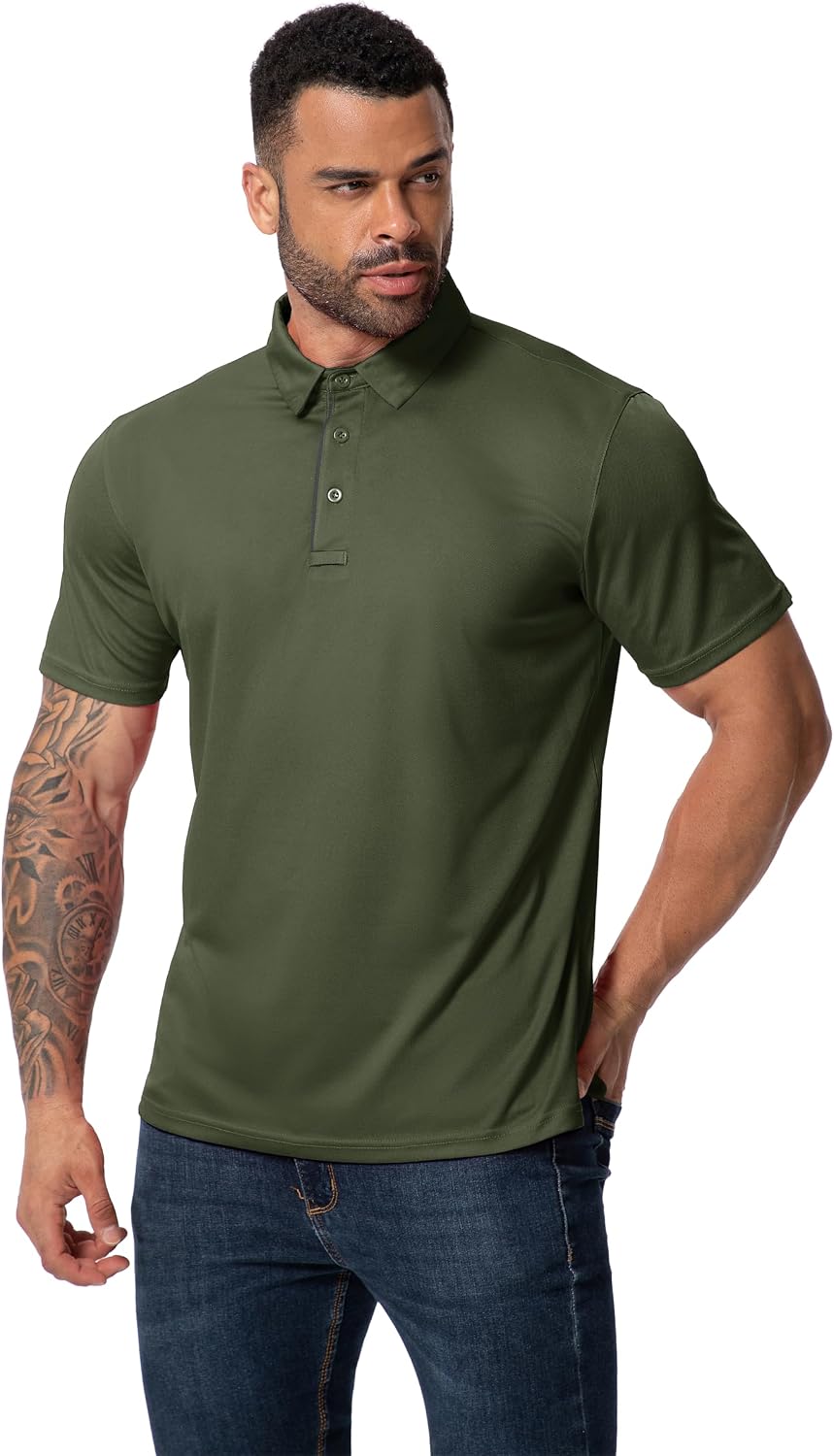 3 Pack Mens Golf Polo Shirt Short Sleeve Quick Dry Moisture Wicking