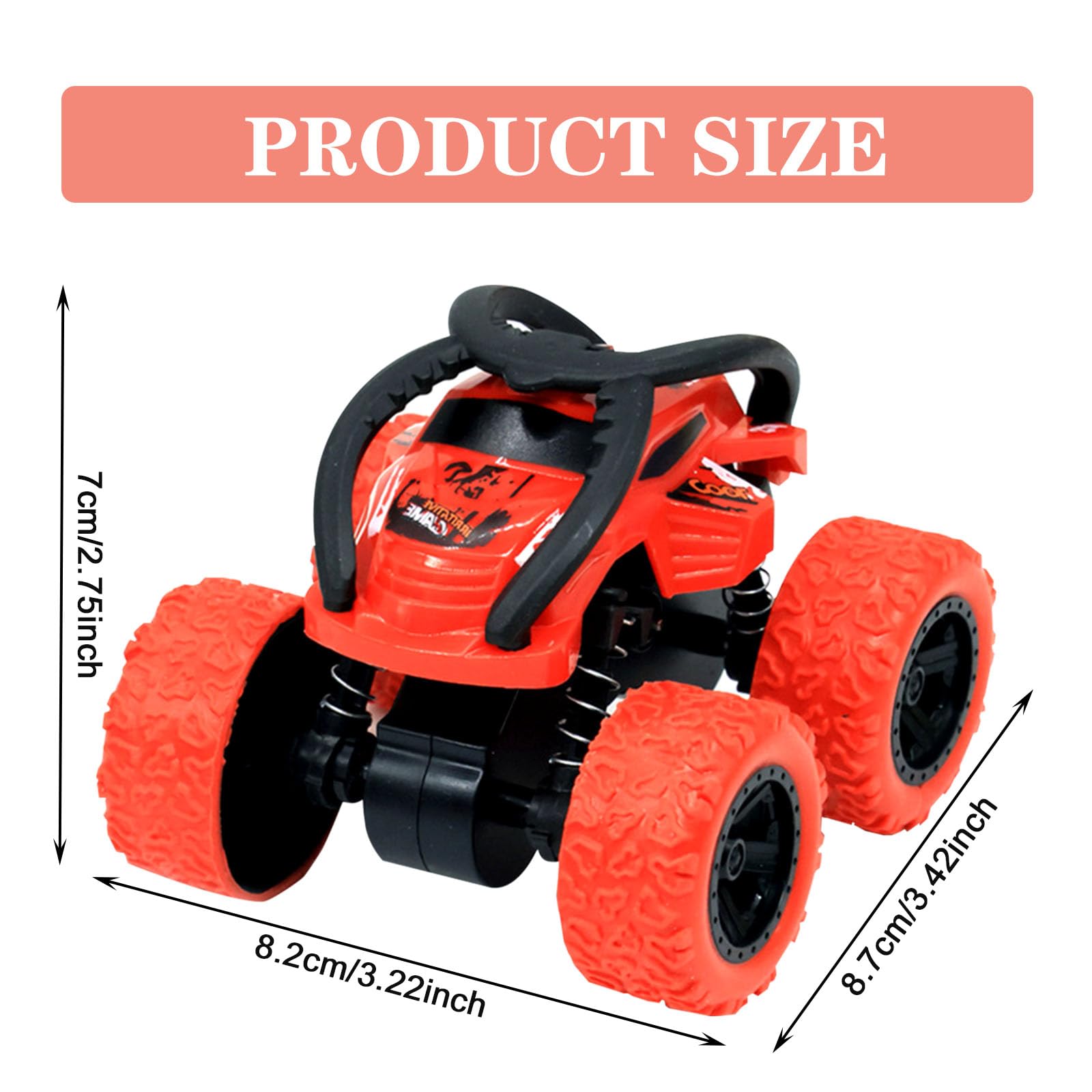 SSKHE 2 Pezzi Monster Truck 360 gradi rotante bambini auto giocattolo inerzia auto da corsa per 3 4 5 6 anni bambini rosso e giallo auto giocattolo