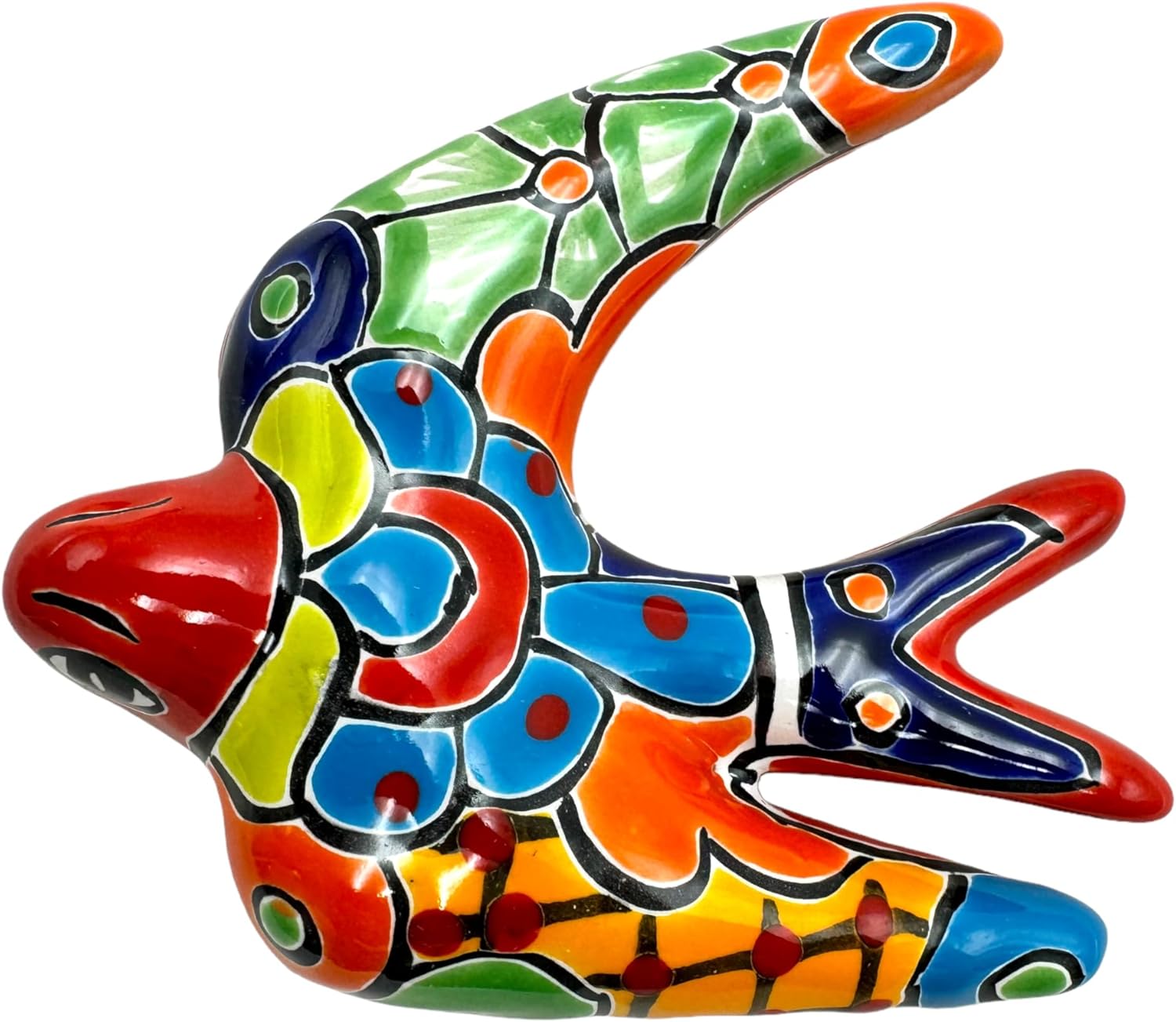 Talavera Swallow Bird Sculpture Mexican Pottery Folk Art Home Decor Hand Painted Outdoor Handmade Indoor (Multi 13)