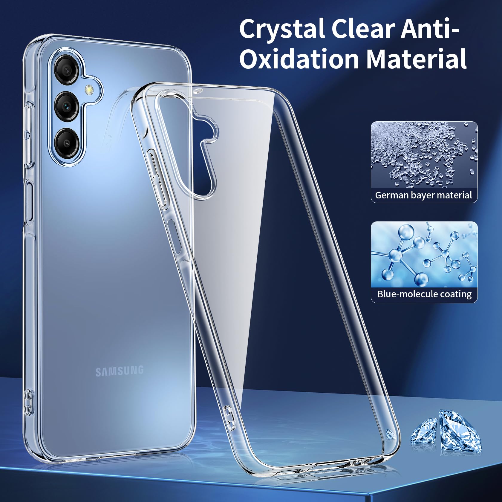 FLLAO Cover Compatibile con Samsung Galaxy A15 5G /4G con 3 Pellicola Vetro Temperato, Custodia Trasparente Ultra Sottile Silicone TPU Morbido Case Protettivo Trasparente