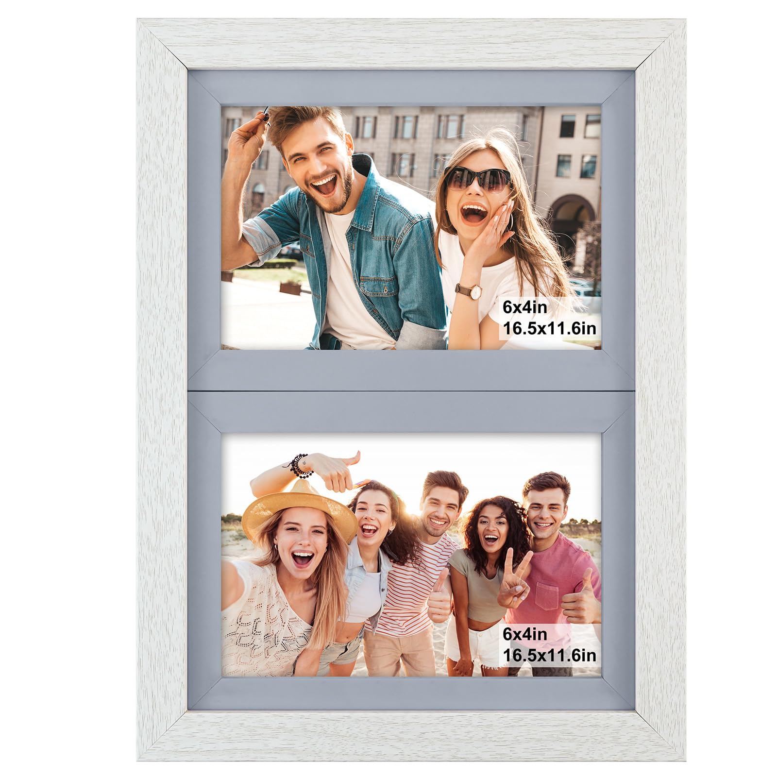 4x6 Photo Frame - Photo Frames 6x4 Double Photo Frame 6x4 Picture Frames for Two Photos Display Portrait for Wedding Art Print Poster Picture Drawing (Blue)