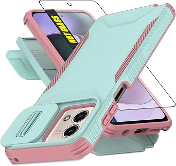 for Motorola G Stylus 5G 2023 Case with 1 HD Screen Protector & Slide Camera Cover[Military-Grade]Phone Case Heavy Duty Rugged Shockproof Protective Cover for Moto G Stylus 5G 2023Cyan/Pink