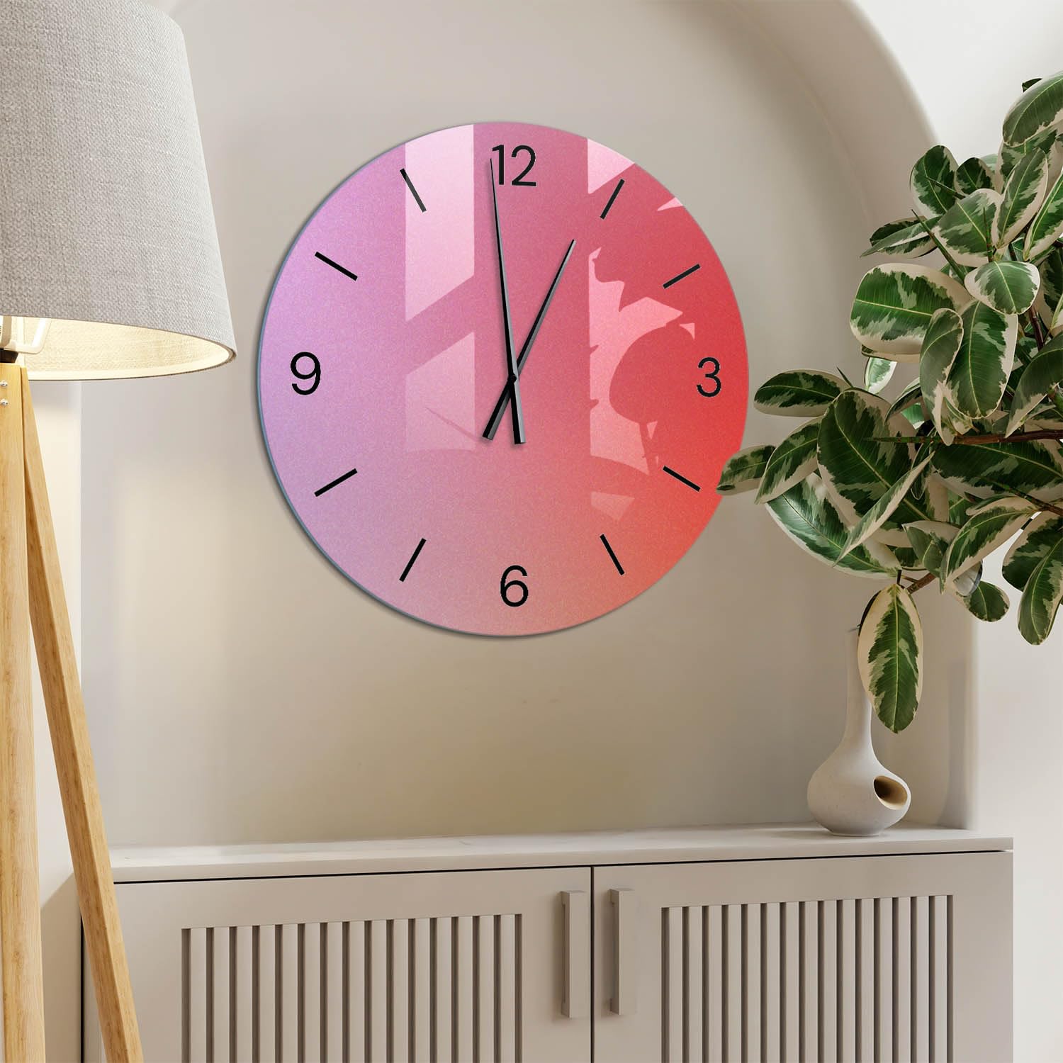 Horloge Murale Élégante en Verre Ø 60 cm | Aiguilles Noires | Ronde