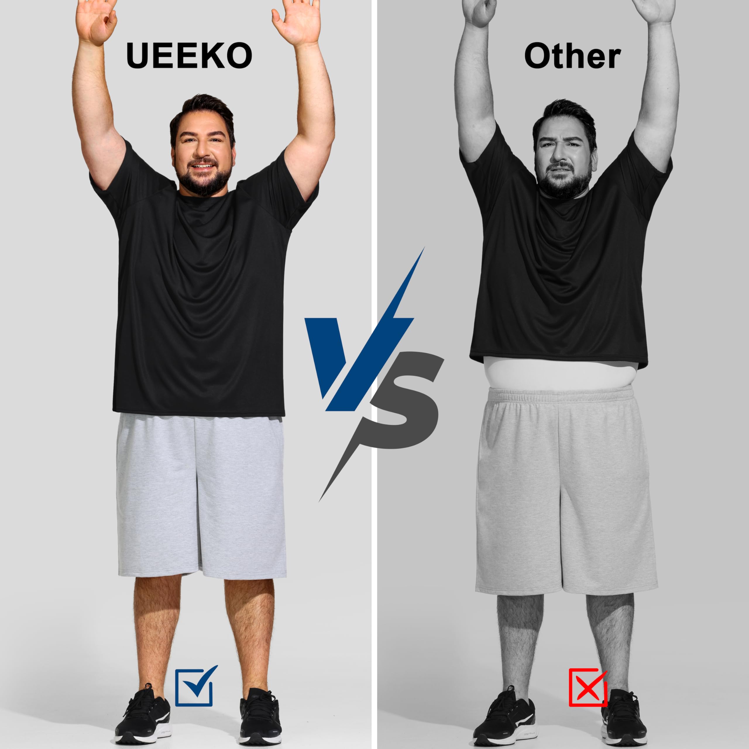 Big & Tall Men's Dry Fit Moisture Wicking T Shirts, Comfort & Breathable Tees for Gym Running Casual Undershirts — view 6