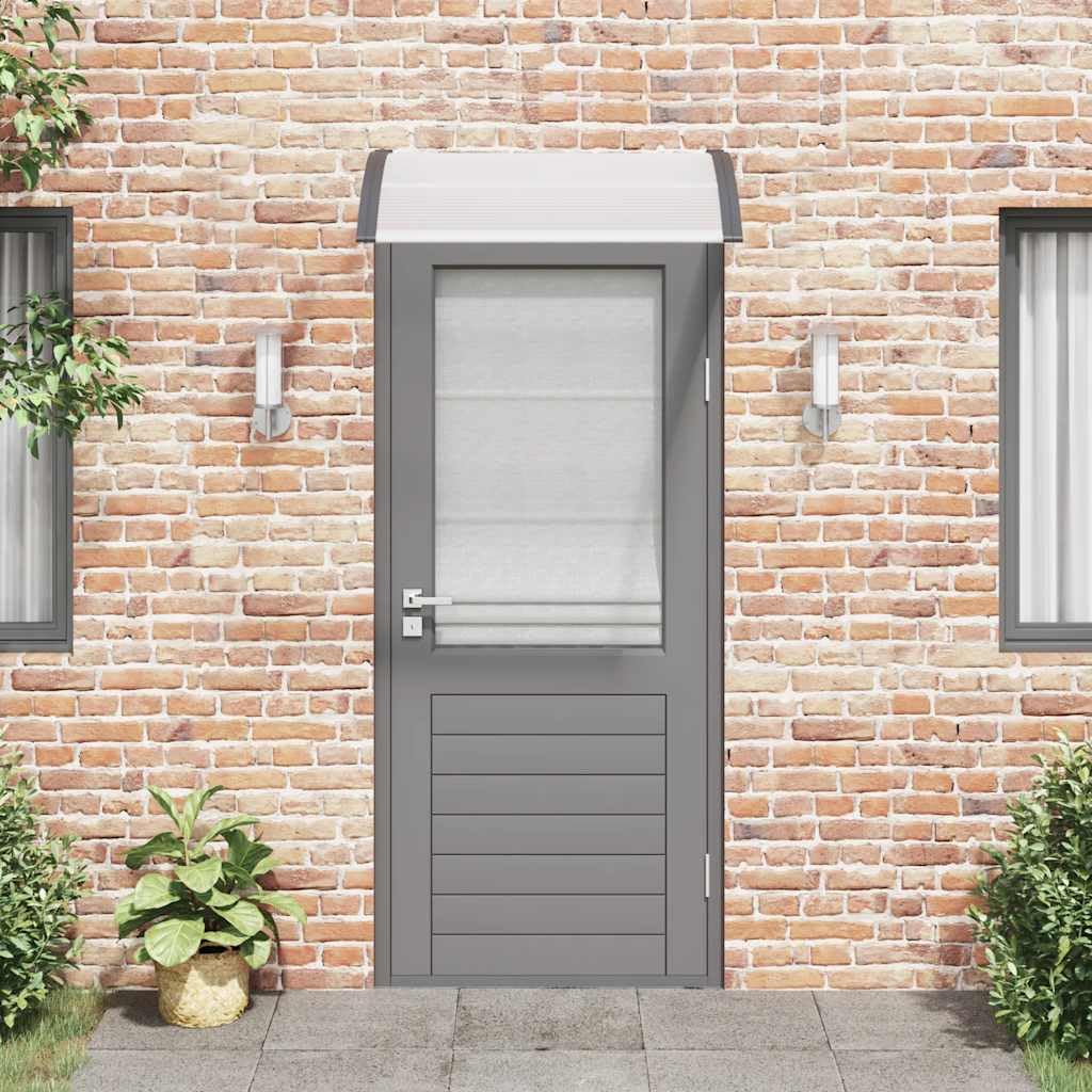 Markiza drzwiowa czarna przezroczysta 100x75 cm poliwęglan | Aluminiowa rama i uchwyty ABS, odporne na warunki atmosferyczne, łatwa instalacja, akcesoria w zestawie