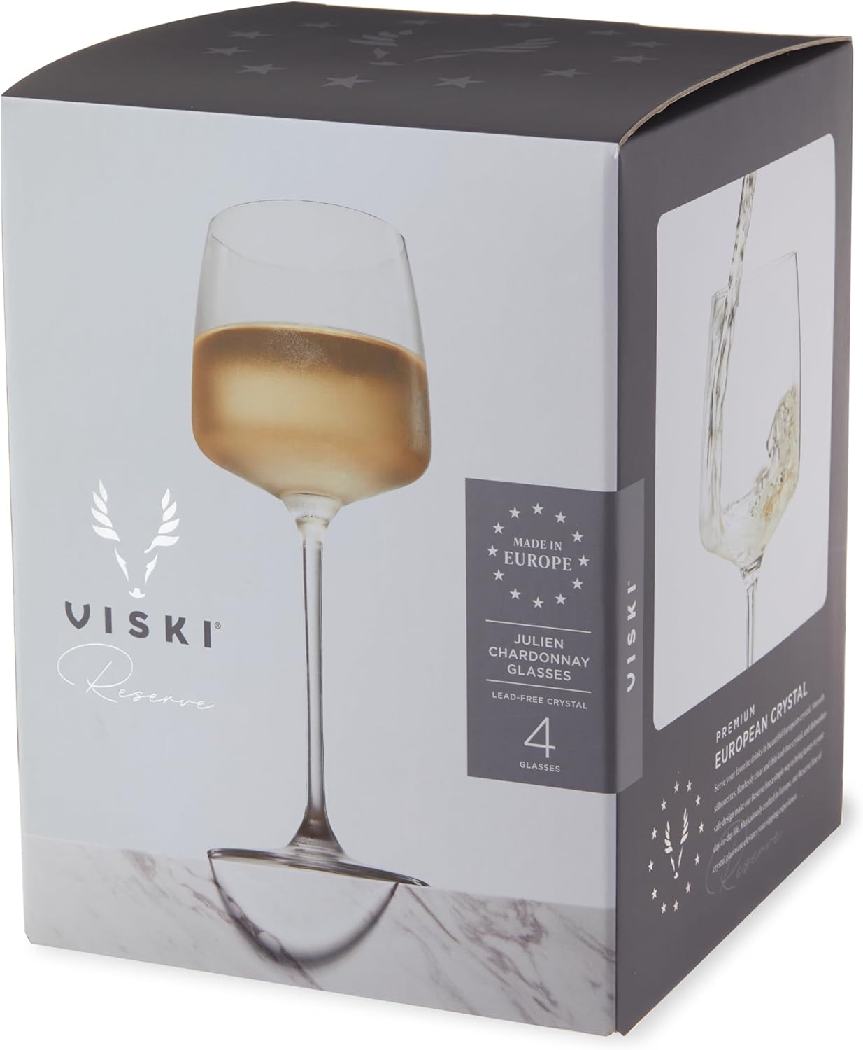 Viski Reserve Julien Crystal Chardonnay Glasses, Modern Angled Bowl White Wine Glasses, Elegant Glassware for Wedding Gifts, Anniversary, Birthday Gifts, Home Bar Essentials, 16 oz, Set of 4 - Image 13