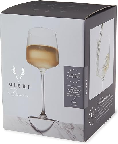 Vista 13 de Viski Reserve Julien Crystal Chardonnay - Copas de vino blanco modernas en ángulo, cristalería elegante para regalos de boda, aniversario, regalos