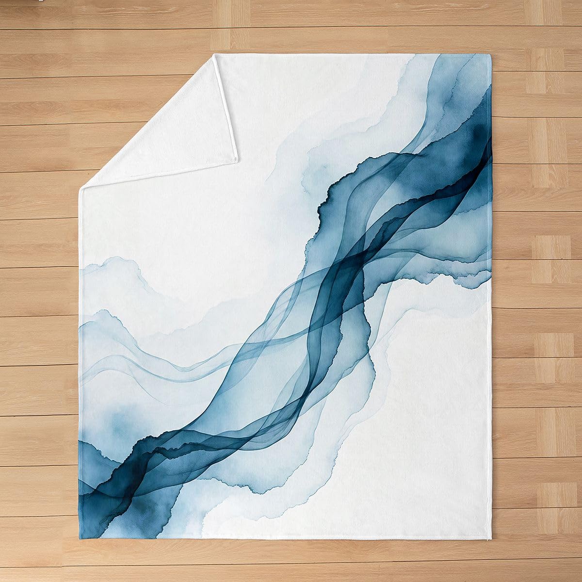 Loussiesd Deep Blue Ombre Efekty polarowy koc narzuta nowoczesna sztuka abstrakcyjna flanelowy koc pluszowy puszysty geometryczny na łóżko kanapę krzesło salon królowa 228 x 229 cm dekoracja sypialni