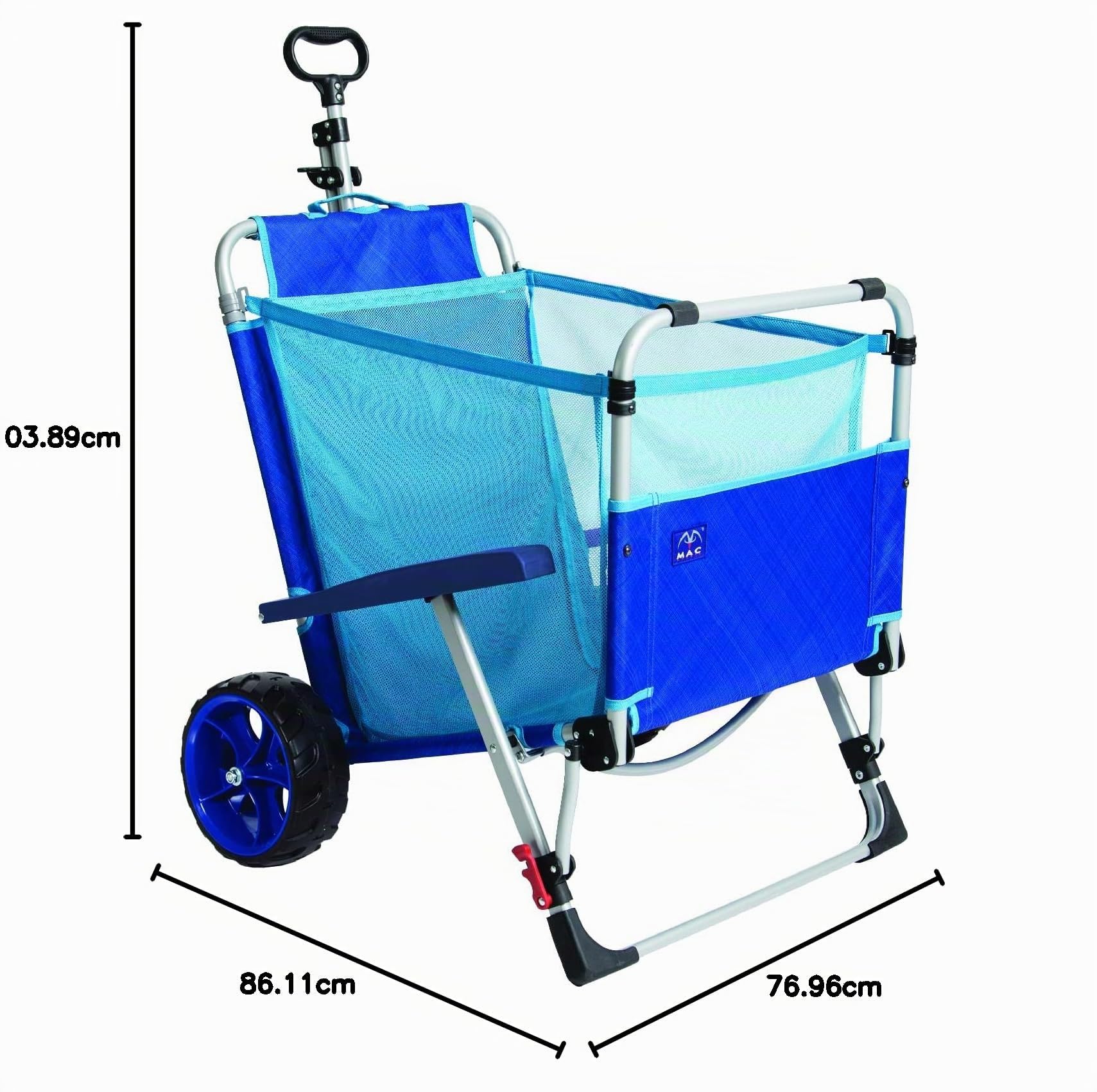 MacSports Con combinación de Carrito Integrado de Carrito, plástico de poliéster de Aluminio, Azul, Tumbona con Cerradura