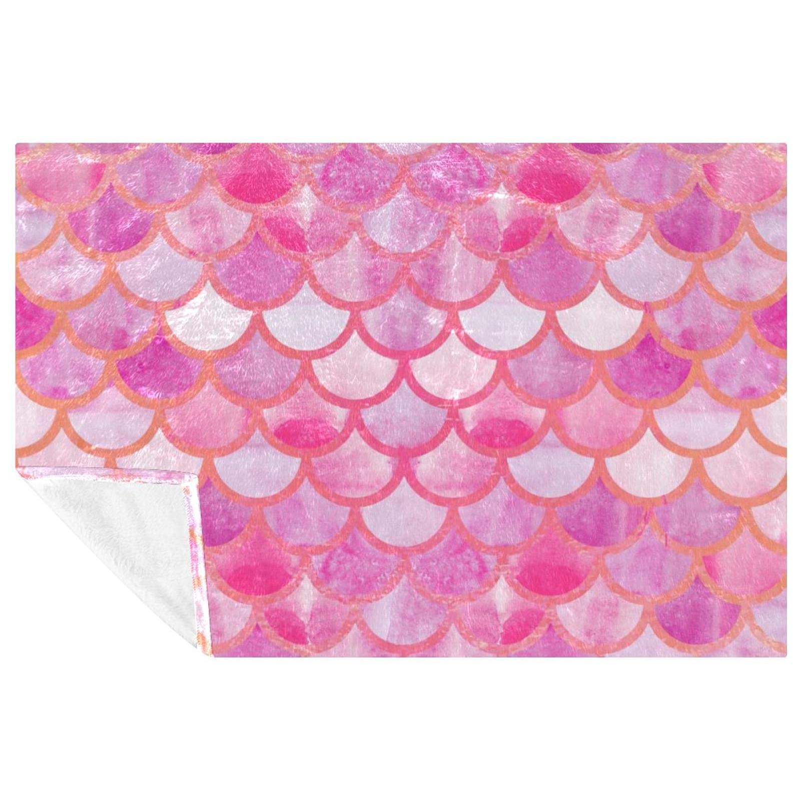 Couverture écailles de sirène rose 150x100 cm douce et chaude pour lit et canapé
