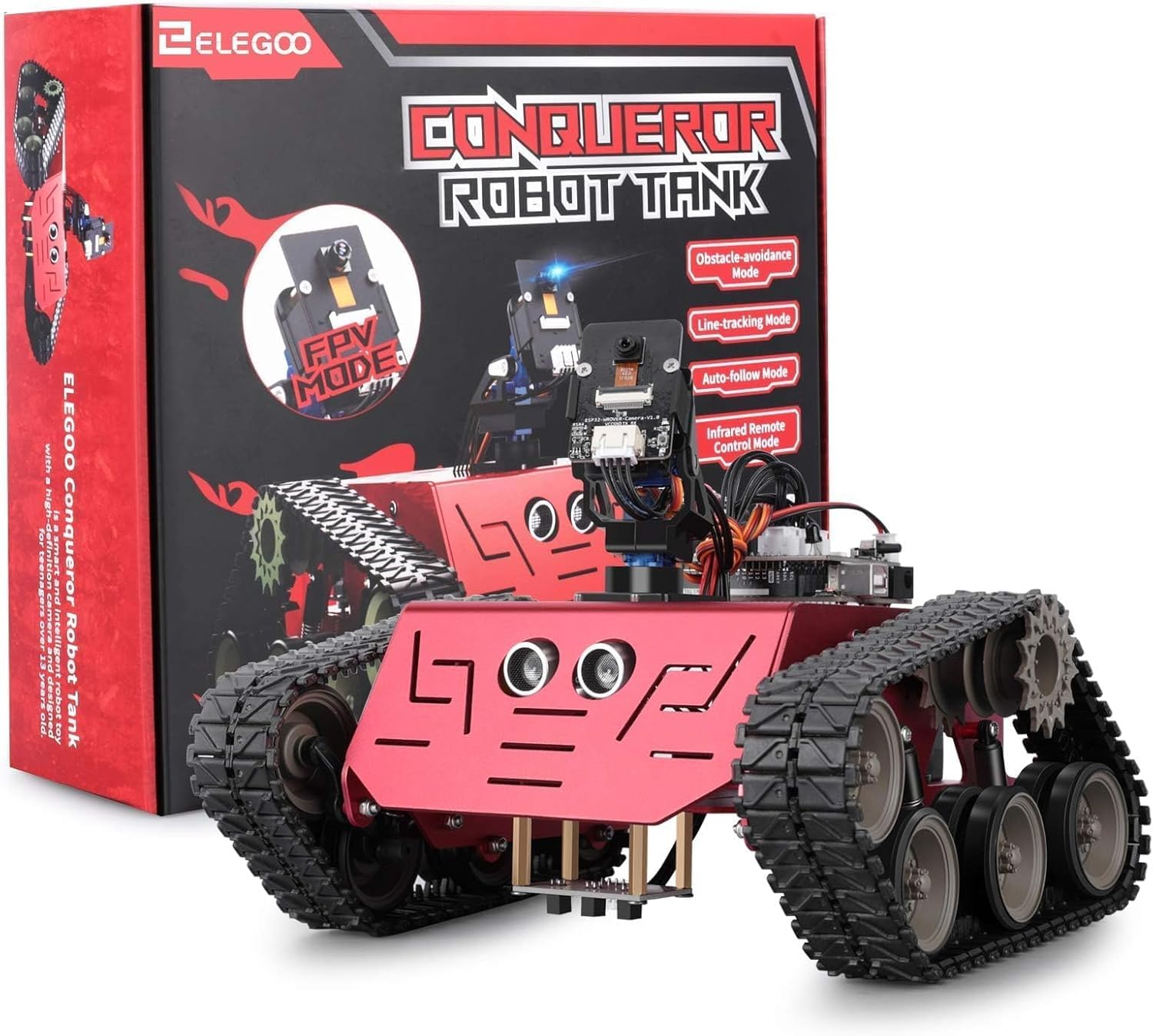 ELEGOO Smart Robot Tank Kit Kompatibel mit Arduino IDE Elektronik Baukasten mit UNO R3, Ultraschallsensor, Bluetooth & Camera Modul, Auto Tank Roboter Spielzeug für Kinder