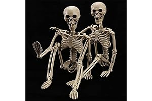 Pair of 40 Inch Life Size Halloween Skeleton Poseable Full Body Movable...