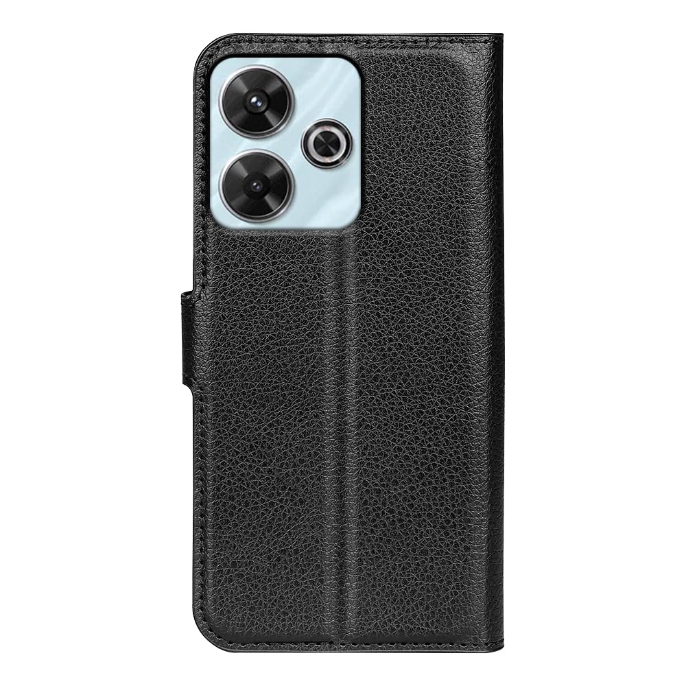 Cover Portafoglio In PU Pelle Per Xiaomi Redmi 13 4G / Poco M6 4G – Custodia Con Porta Carte Magnetico E Supporto (Cachi, Motivo Gatto)