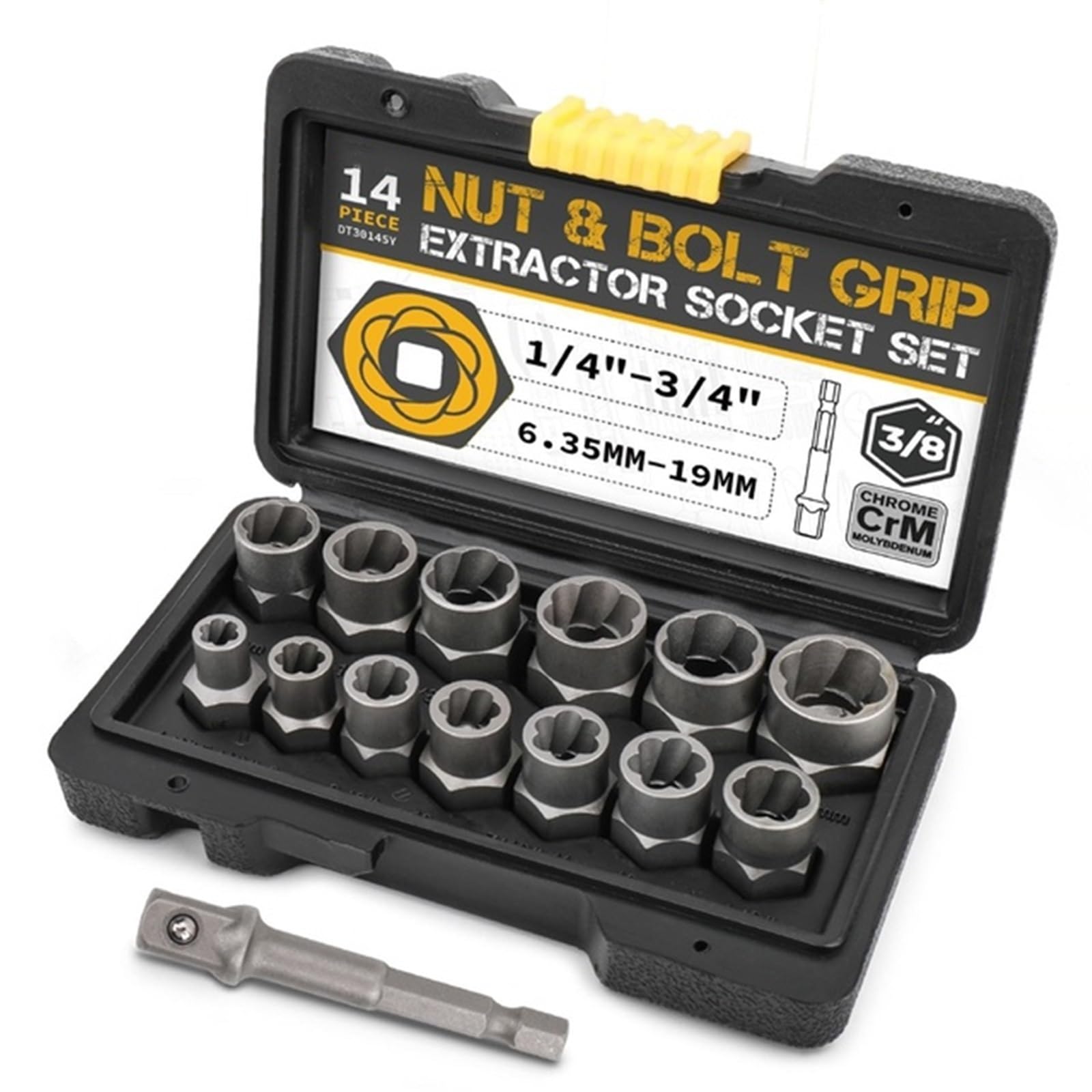 LPMPCZKZGF 14 Pcs Extraction Socket Set, Impact Bolt Nut Remover Set, Bolt Extractor Tool Set For Removing Damaged Bolts Nuts Screws Sleeve socket