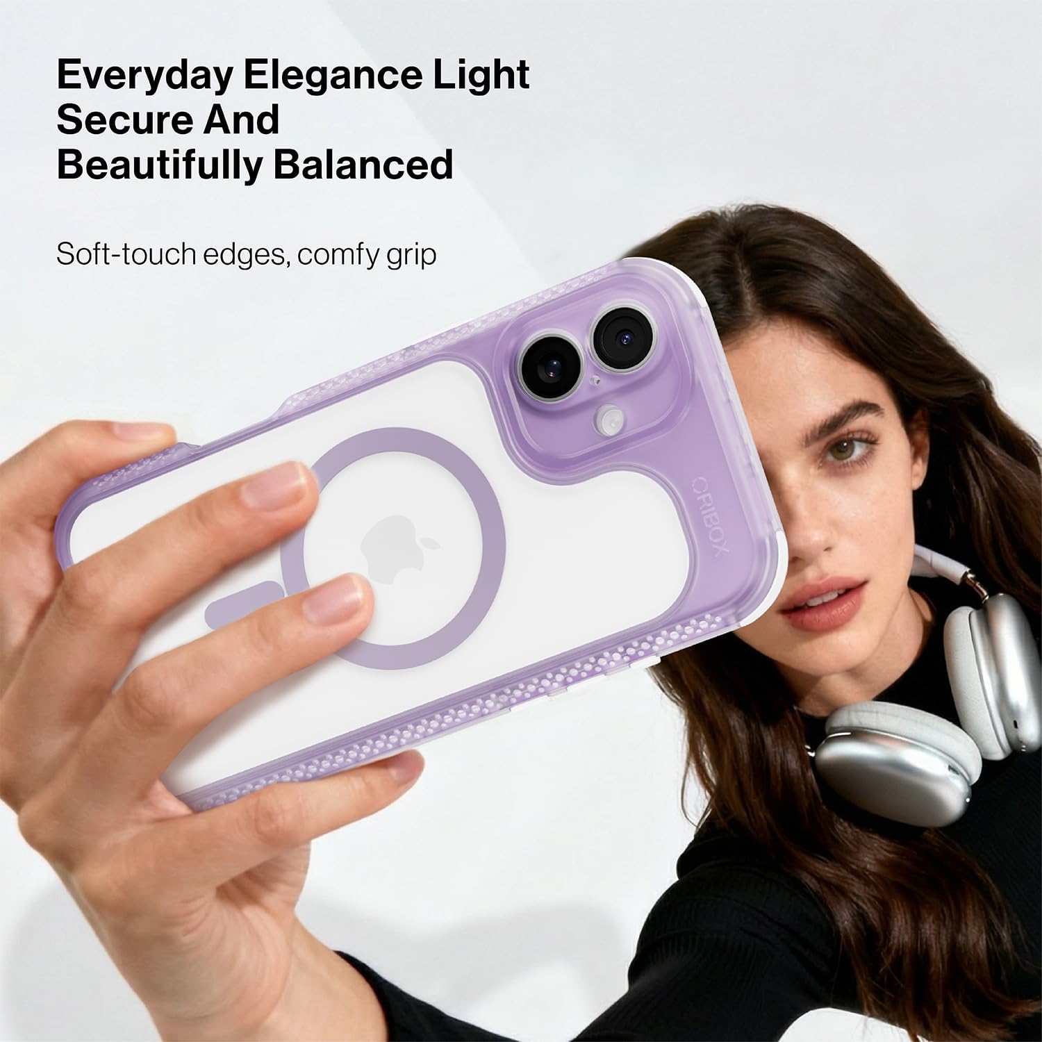 ORIbox Seralyn Series for iPhone 16 Plus Case - MagSafe Compatible, Triple-Layer Shockproof Protection, Crystal-Clear Back with Elegant Matte Frame(6.7", Lilac Dream)