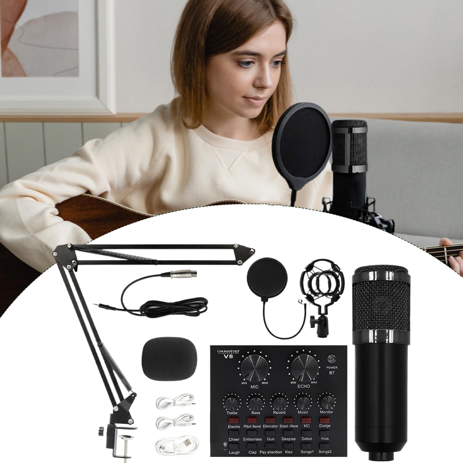 Attrezzatura Da Studio Di Registrazione Set scheda audio live streaming, | Microfono a Condensatore Per Registrazione In Studio, Video Live, Podcast, Cantanti, Doppiatori