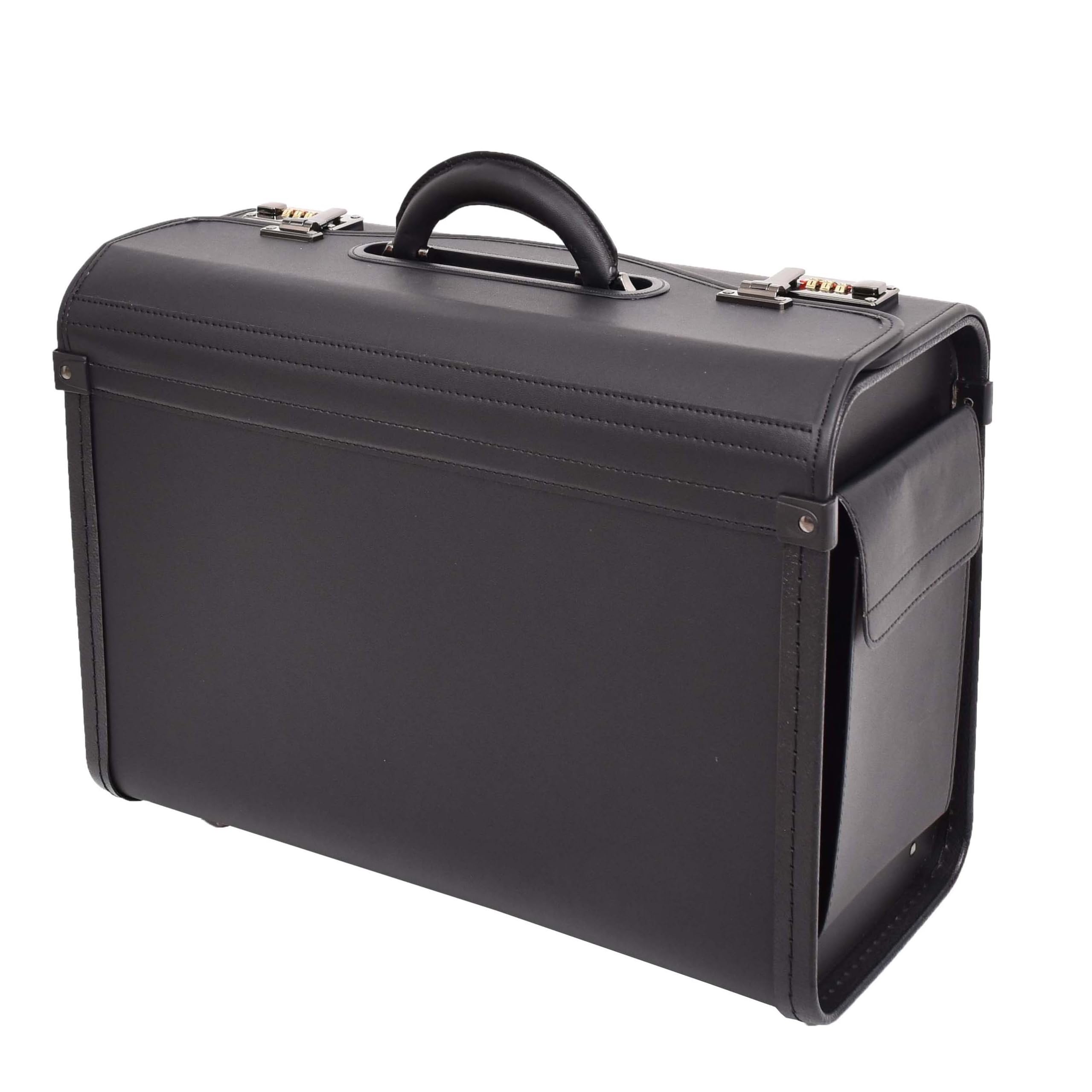 Borsa da medico in finta pelle con maniglia, valigetta da pilota, colore nero Arvid, Nero , Length: 42 cm Height: 30 cm Width: 19 cm