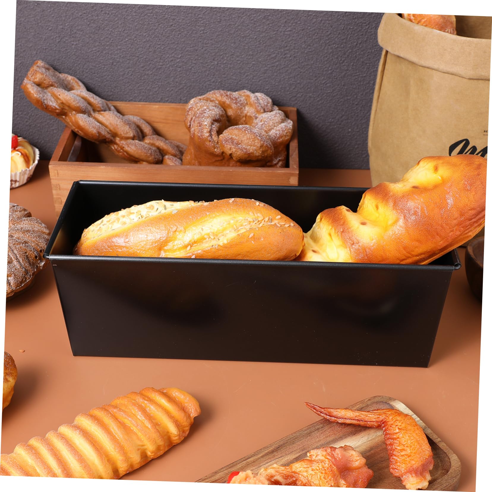 HEMOTON Molde Pan Con Tapa Molde Para Pan De Antiadherente De Acero Inoxidable Bandeja Para Hornear Y Tostadas Diseño Con Ventilación Para Hogar Y Panadería