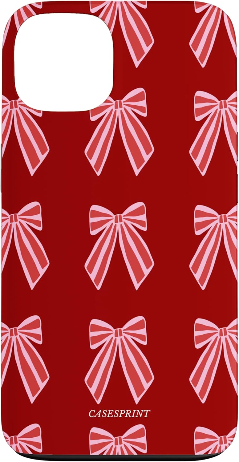 Candy Cane Bows Holiday RED Pink Case for iPhone 16