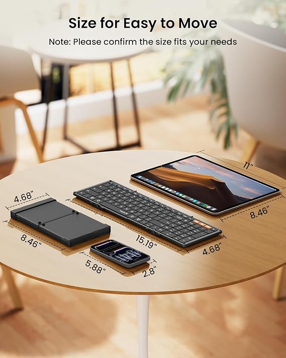 ProtoArc XK01 Full-Size Foldable Bluetooth Keyboard for Travel, Black