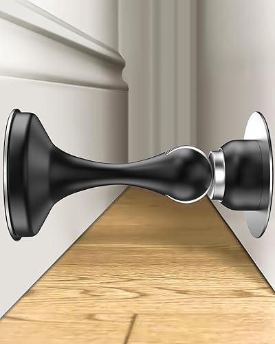 Topes magnéticos para puerta, paquete de 4, topes de puerta de acero inoxidable para montaje en pared y piso, soporte de puerta mantiene la puerta