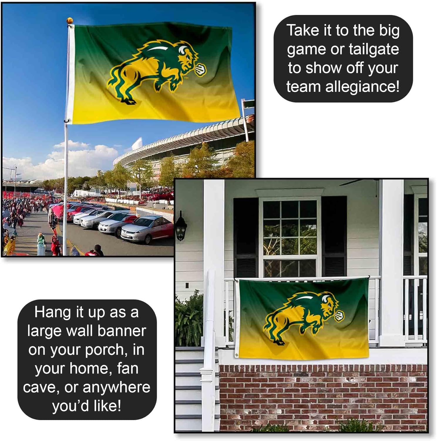 North Dakota State Bison Two Tone Gradient Flag - Image 4