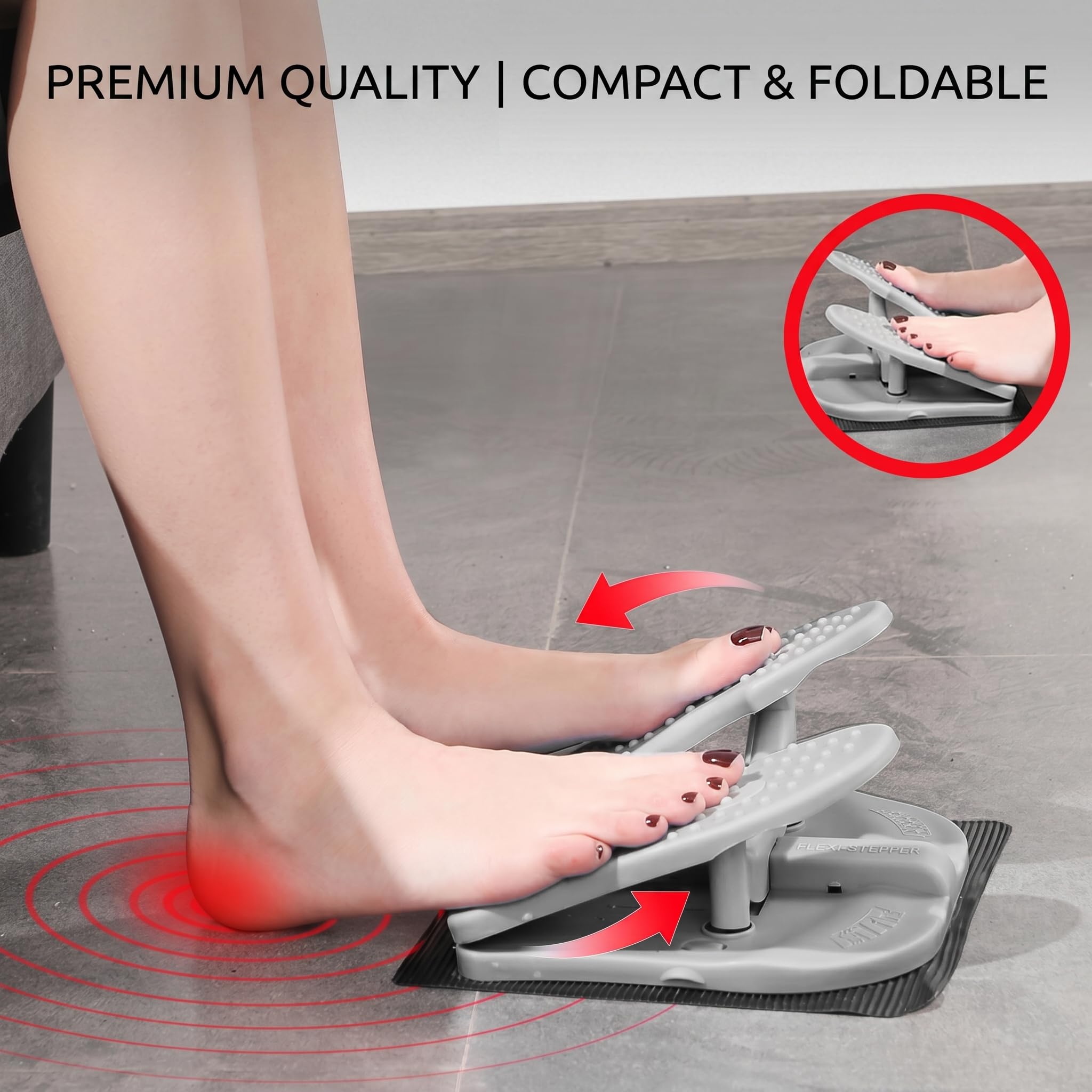 Changor Machine Pas à Pas pour Les Pieds, Appareil D'entraînement Silencieux et Pliable pour Les Jambes, pour la Maison et Le Bureau, Pédale d'exercice Compacte en Nylon renforcé sous Le Bureau