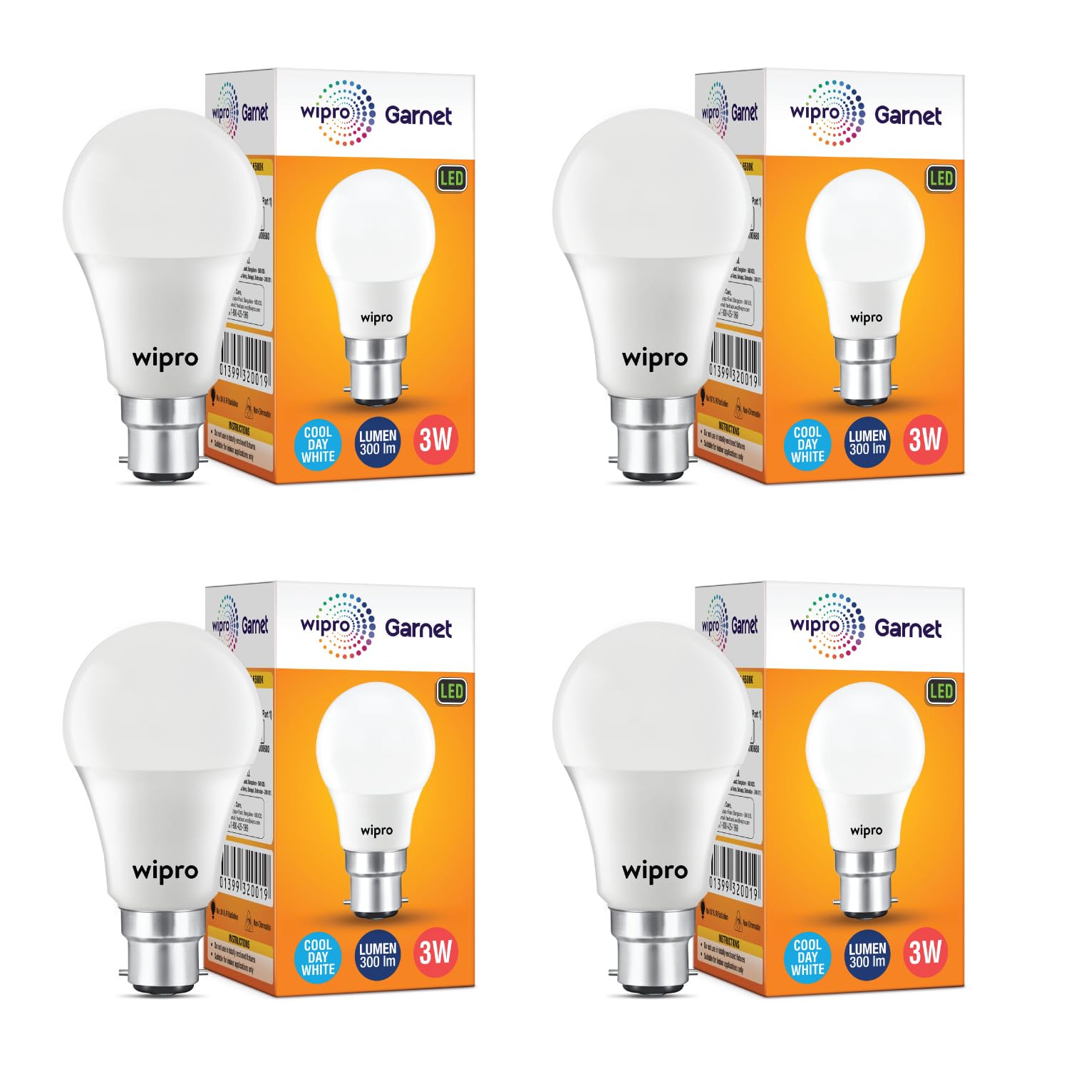 wipro Garnet 3W LED Bulb for Home & Office |Cool Day White (6500K) | B22 Base|220 Degree Light Coverage |4Kv Surge Protection |400V High Voltage Protection |Energy Efficient | Pack of 4-image-33