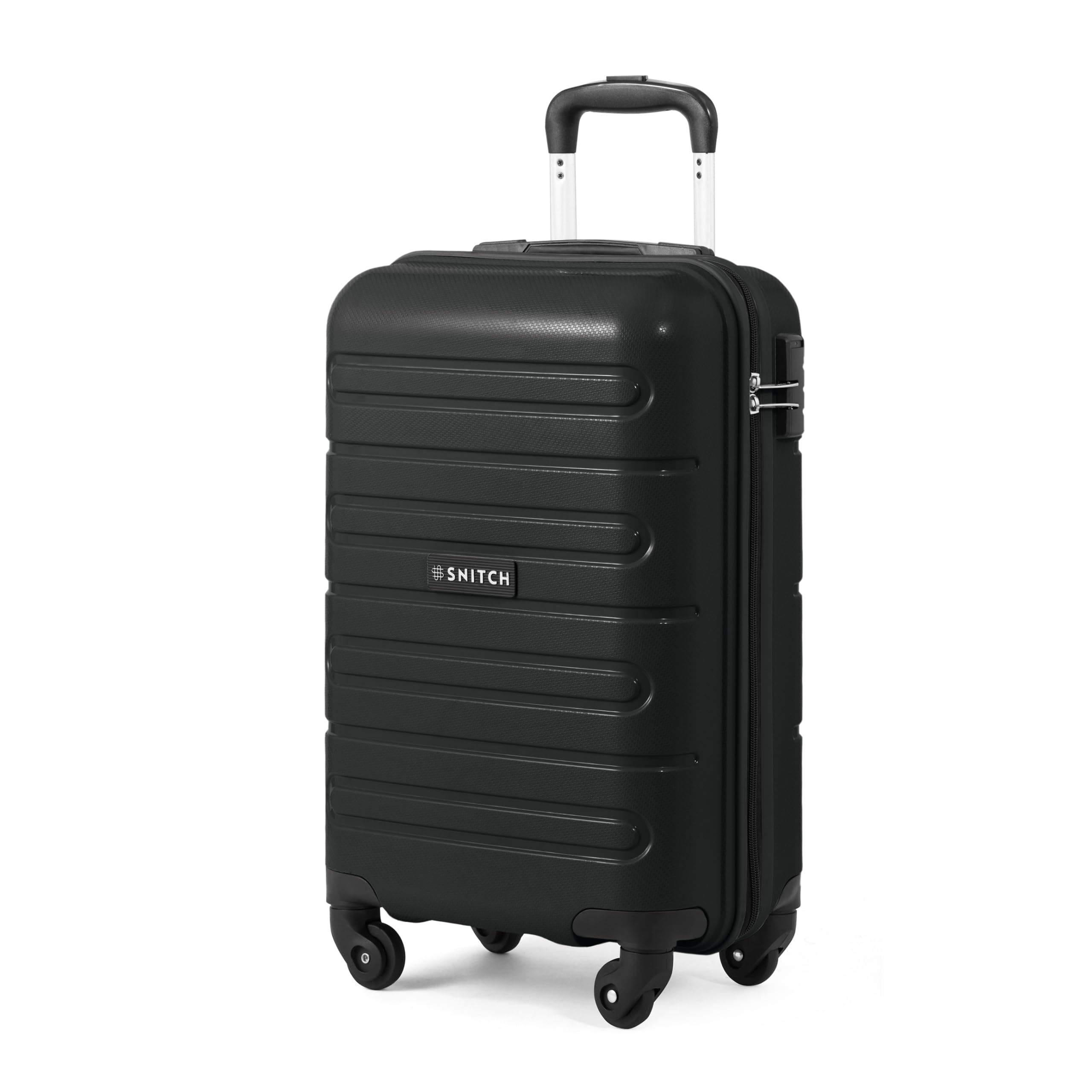Loop Cabin Size Black Polypropylene Hard Travel Suitcase - Trolley Bag Small & Luggage with 4 Wheels, Secure Lock & Free Shoe Bag