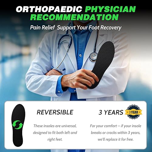 Miniatura 5 de Plantilla de fibra de carbono, plantillas para zapatos, fascitis plantar, plantillas para dolor de pies para dedos de césped, fracturas de pies,