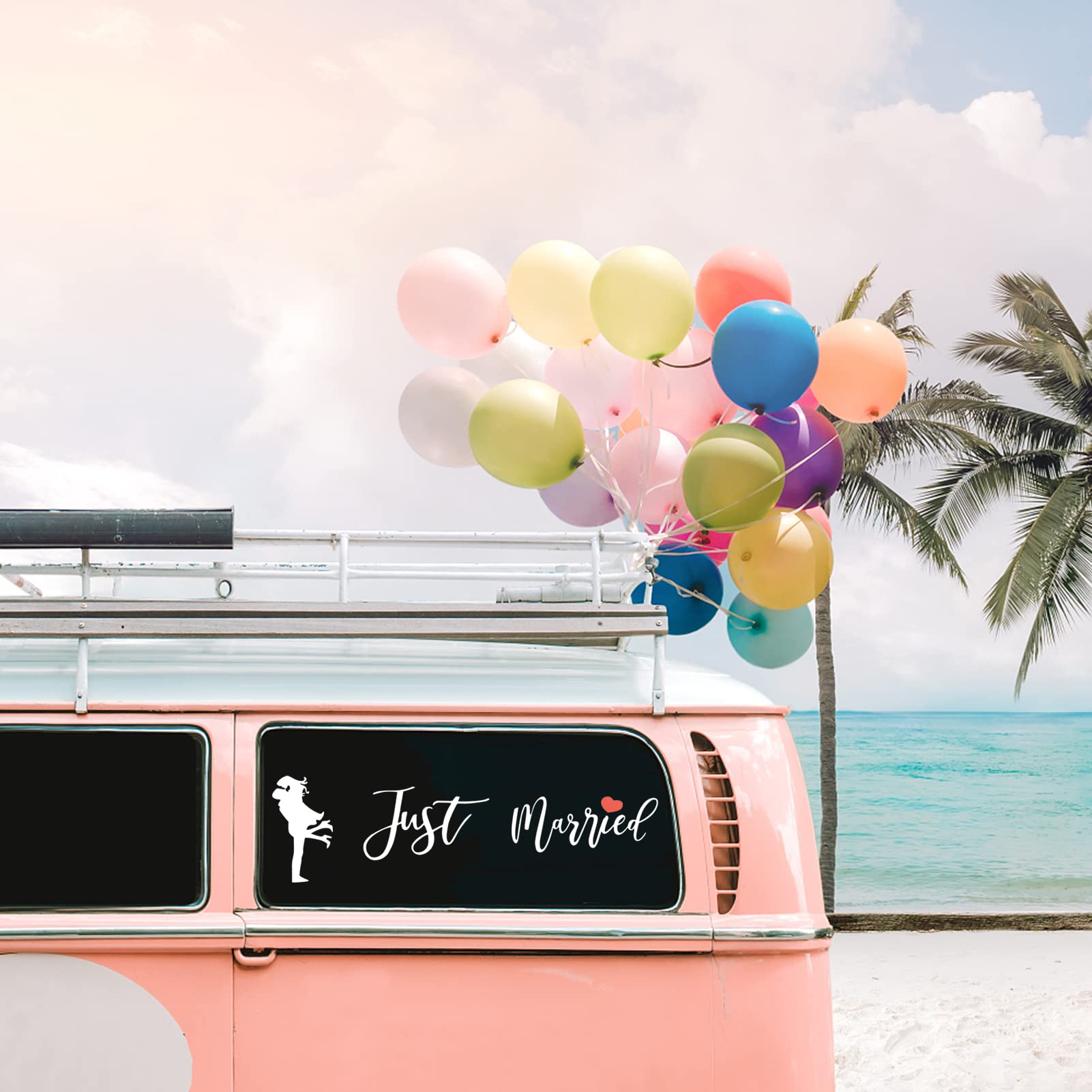 Decorazioni per Auto Appena Sposate, Magneti per Auto Decorati Appena Sposati, Just Married Car Wedding Day Decalcomanie per Vetri per Auto Just Married Sign Banner Decorazioni