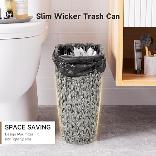 Miniatura 97 de Cubo de basura pequeño para baño con tapa de cierre suave, cubo de basura de acero inoxidable de 10 litros/2.6 galones con cubo interior extraíble