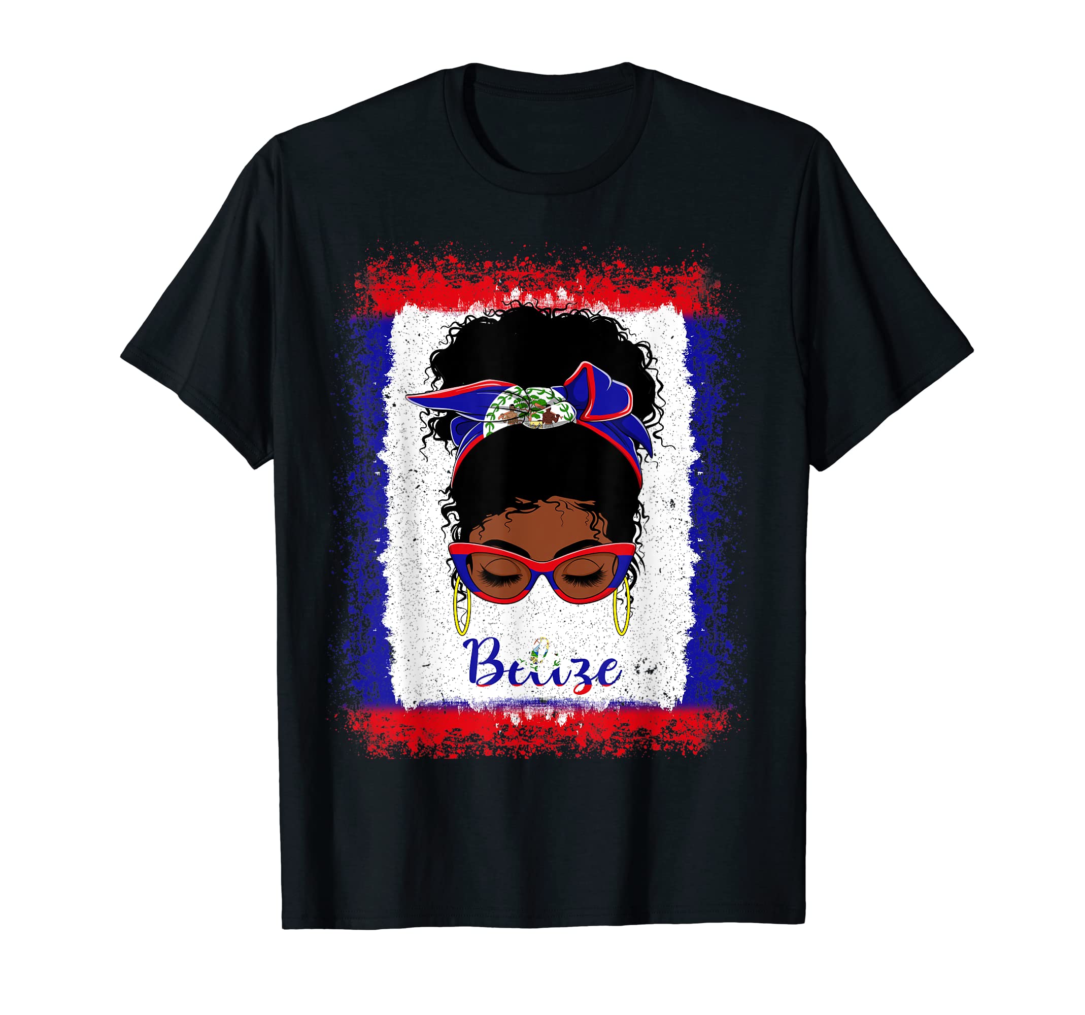Belizean Messy Bun GirlsMessy Bun Belizean Belize Flag Womens Woman Girl T-Shirt