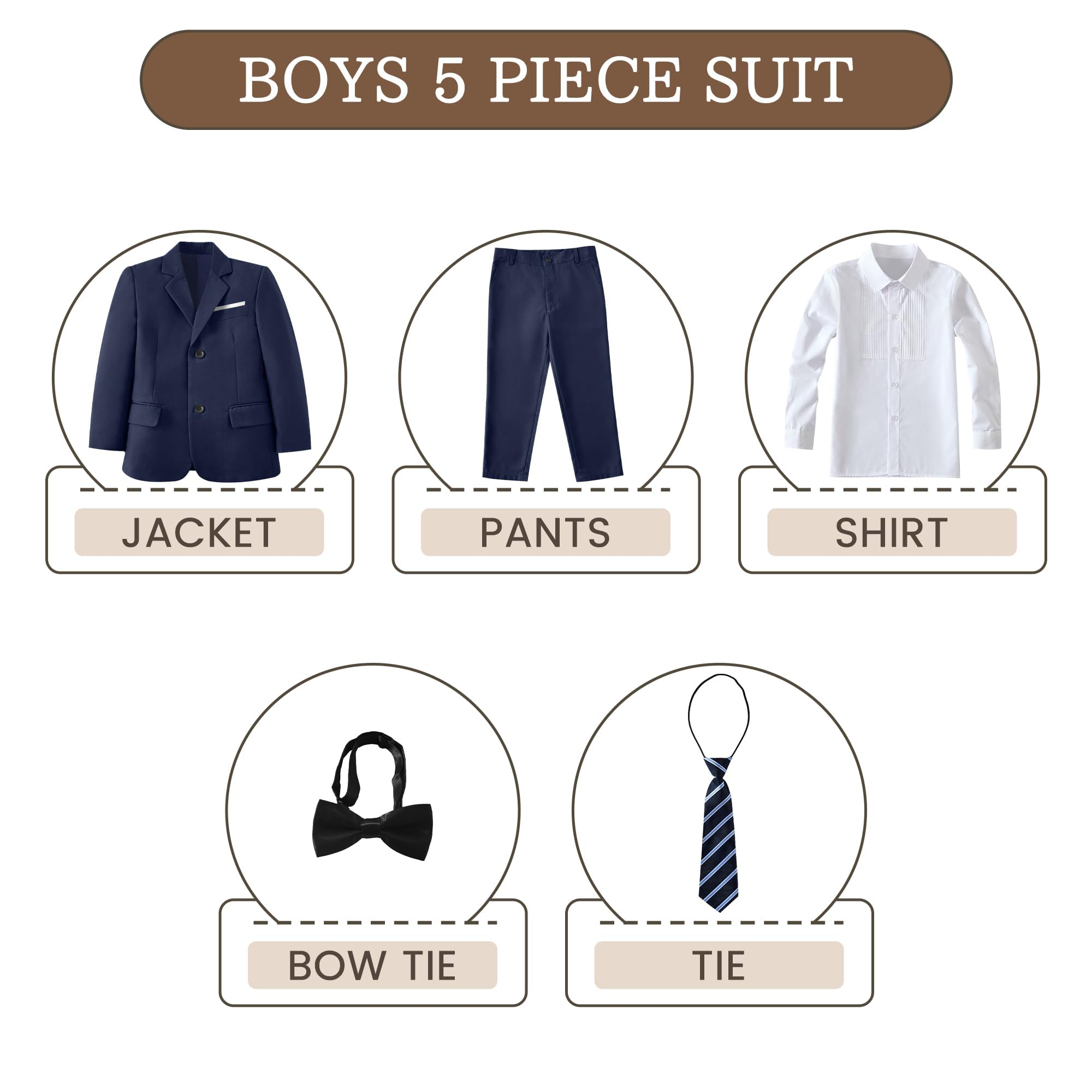 Jungenanzug, schmale Passform, 5-teilig, Anzüge für Kinder, Smoking, Hochzeit, Ringträger, Outfit, formelle Kleidung