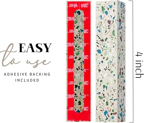 Miniatura 5 de SURI Mezuzahs para puerta  Estuche de mezuzuah contemporáneo de color crema de terrazo y turquesa  Incluye kit de mezuzá  Pergamino de mezuzá no