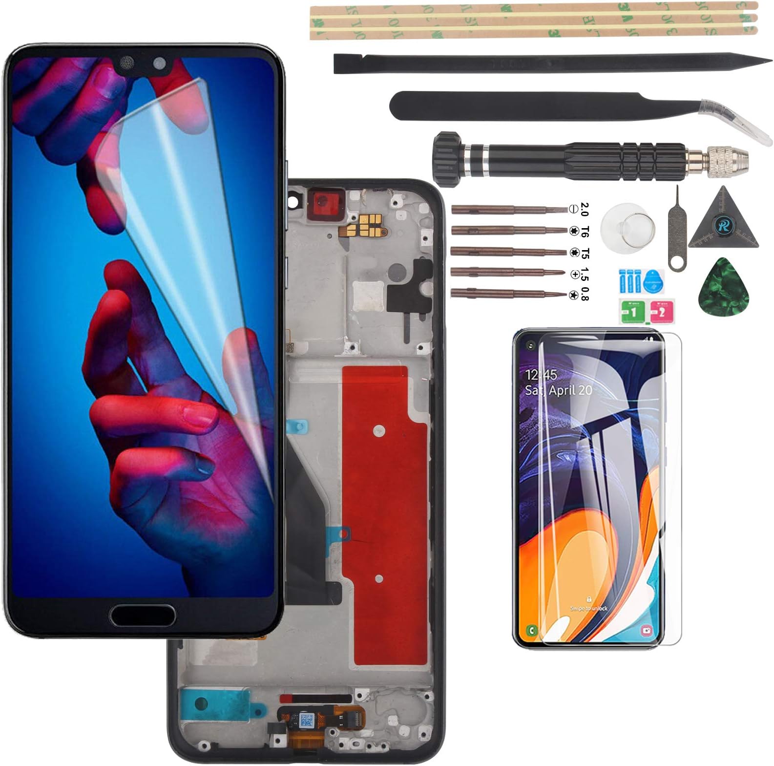 Replacement for Huawei P20 Pro LCD Display Touch Screen Digitizer Assembly for Huawei P20 Pro LCD CLT-AL01 CLT-L29 with Fingerprint Sensor Cable 6.1 inches(Not for P20) with Tools